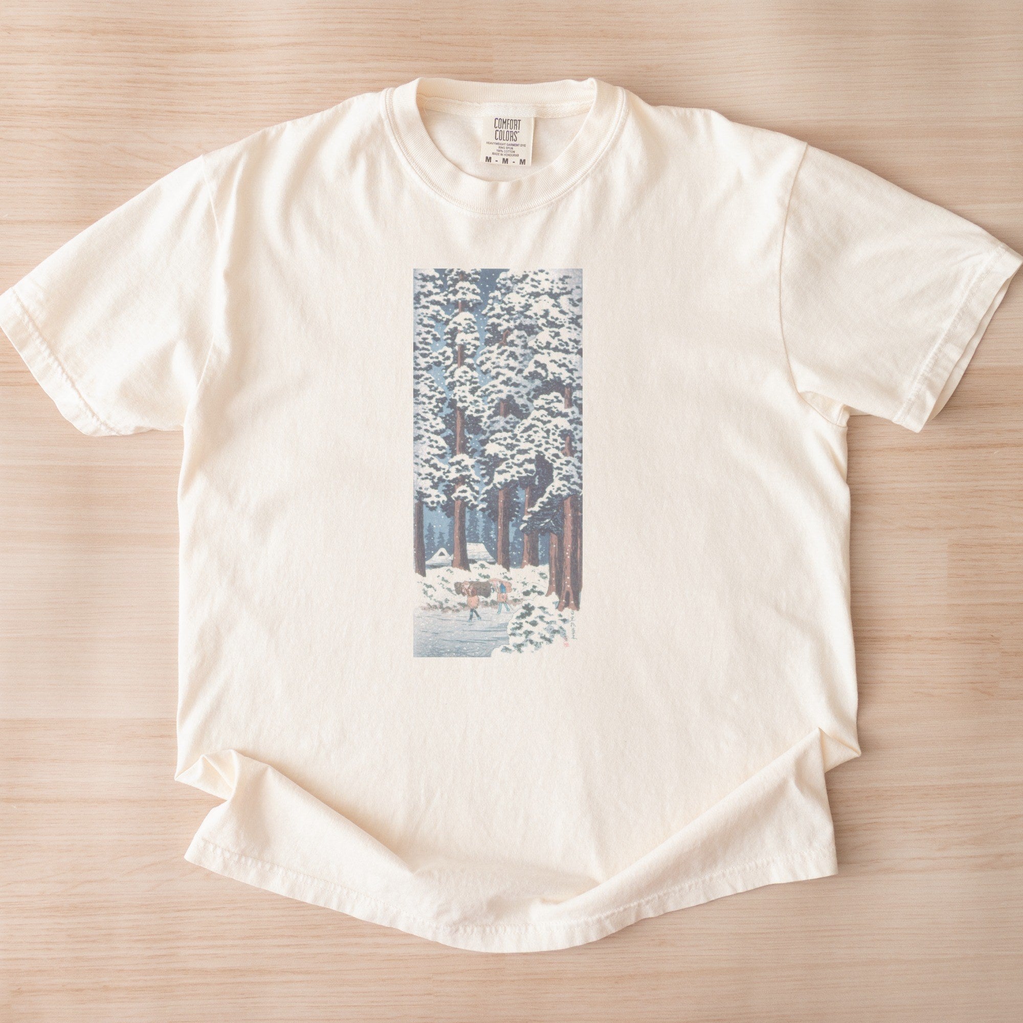 Takahashi Hiroaki (Shōtei) — Cedar Tree-Lined Road at Nikkō (1938) Japanese Woodblock Snow Print Tee
