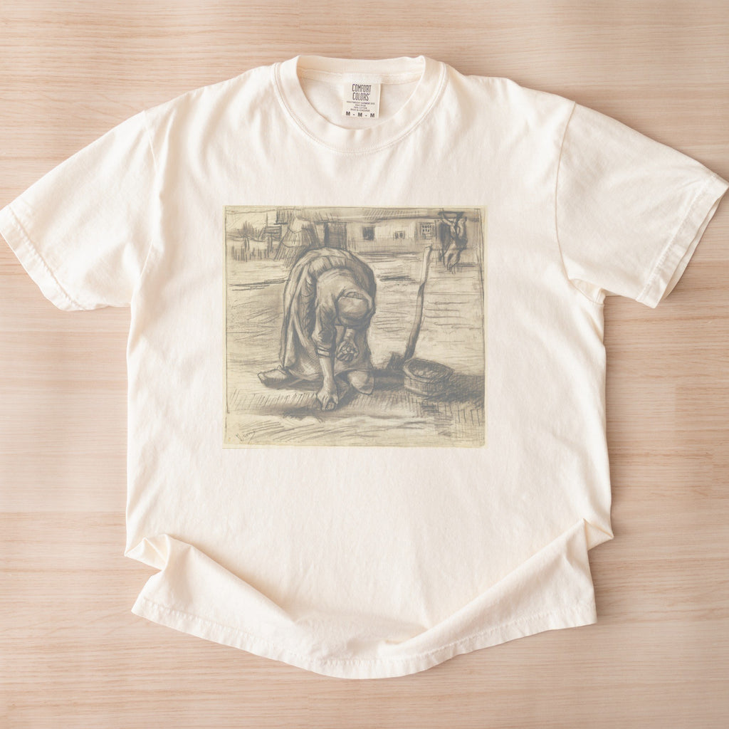 Vincent van Gogh — Peasant Woman Planting Potatoes (1885) Vintage Charcoal Drawing Tee