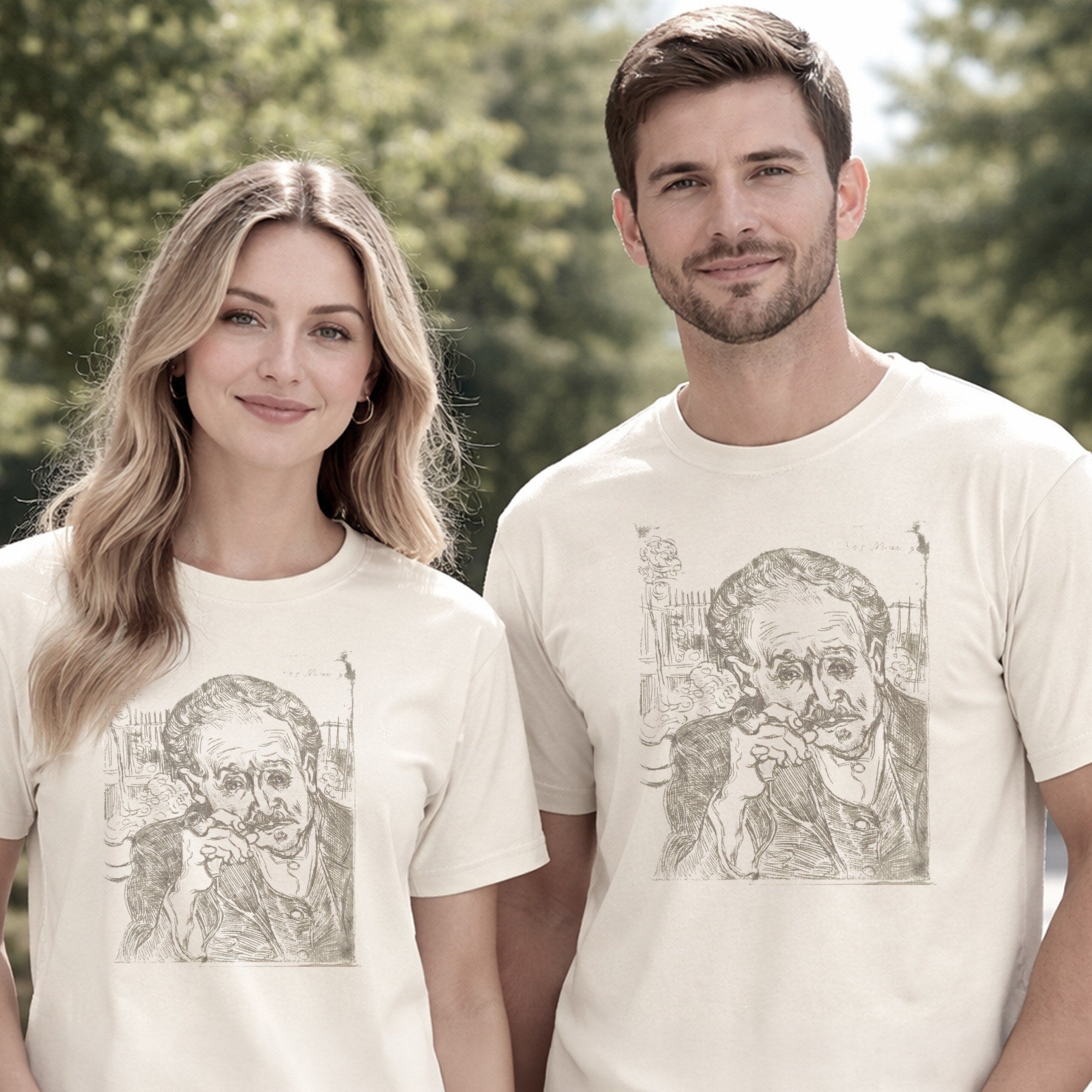 Vincent van Gogh — Portrait of Dr. Gachet, 'L'Homme à la Pipe' (1890) Etching Fine Art Tee