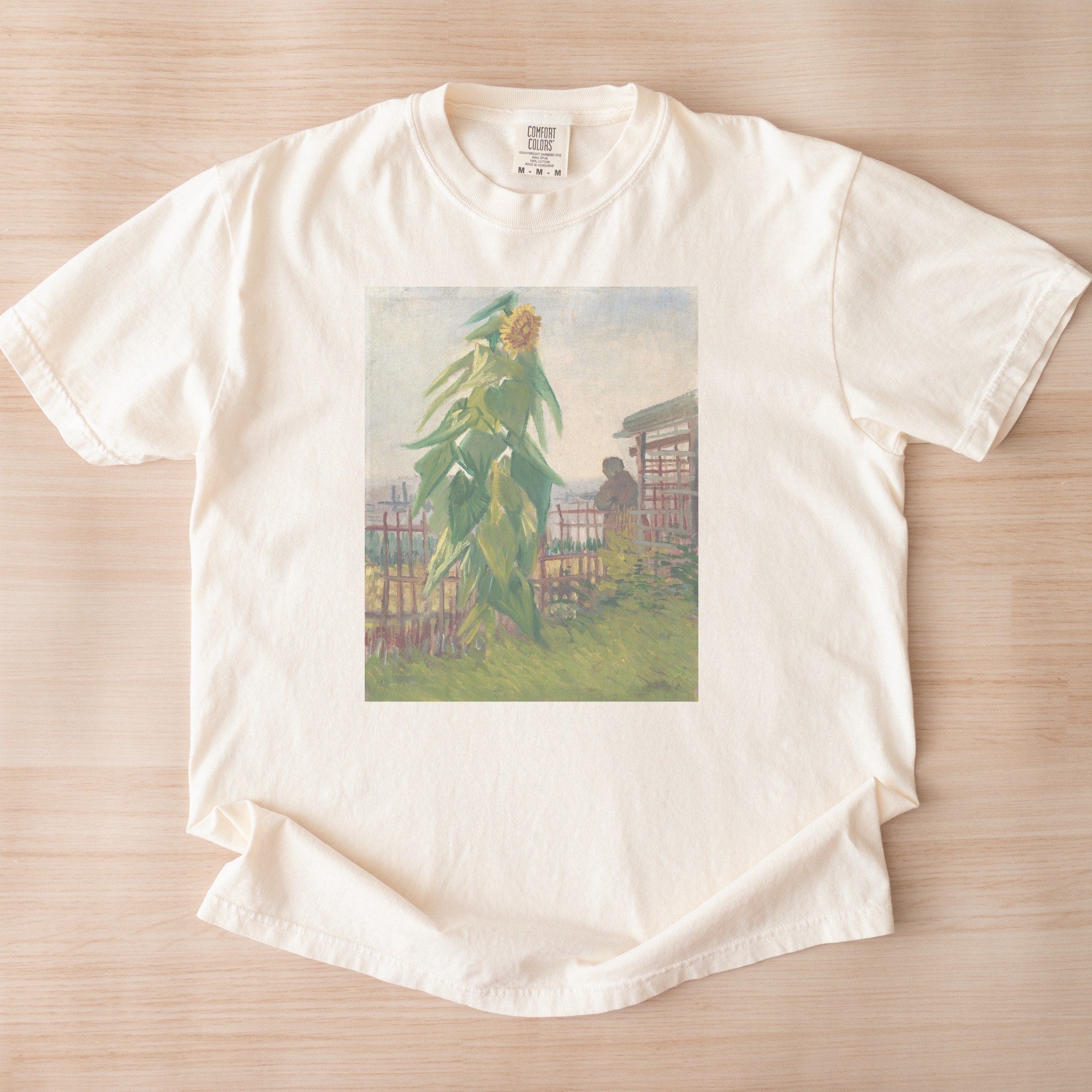 Vincent van Gogh — Allotment with Sunflower (1887) Post-Impressionist Garden Art Tee