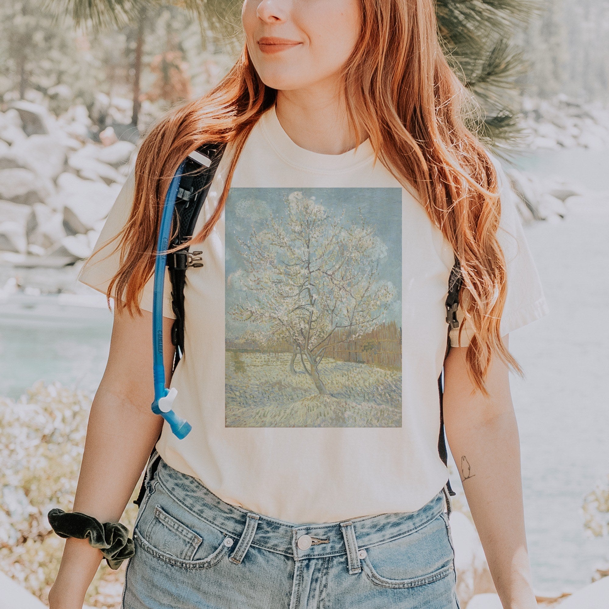 Vincent van Gogh — The Pink Peach Tree (1888) Post-Impressionist Blossom Art Tee