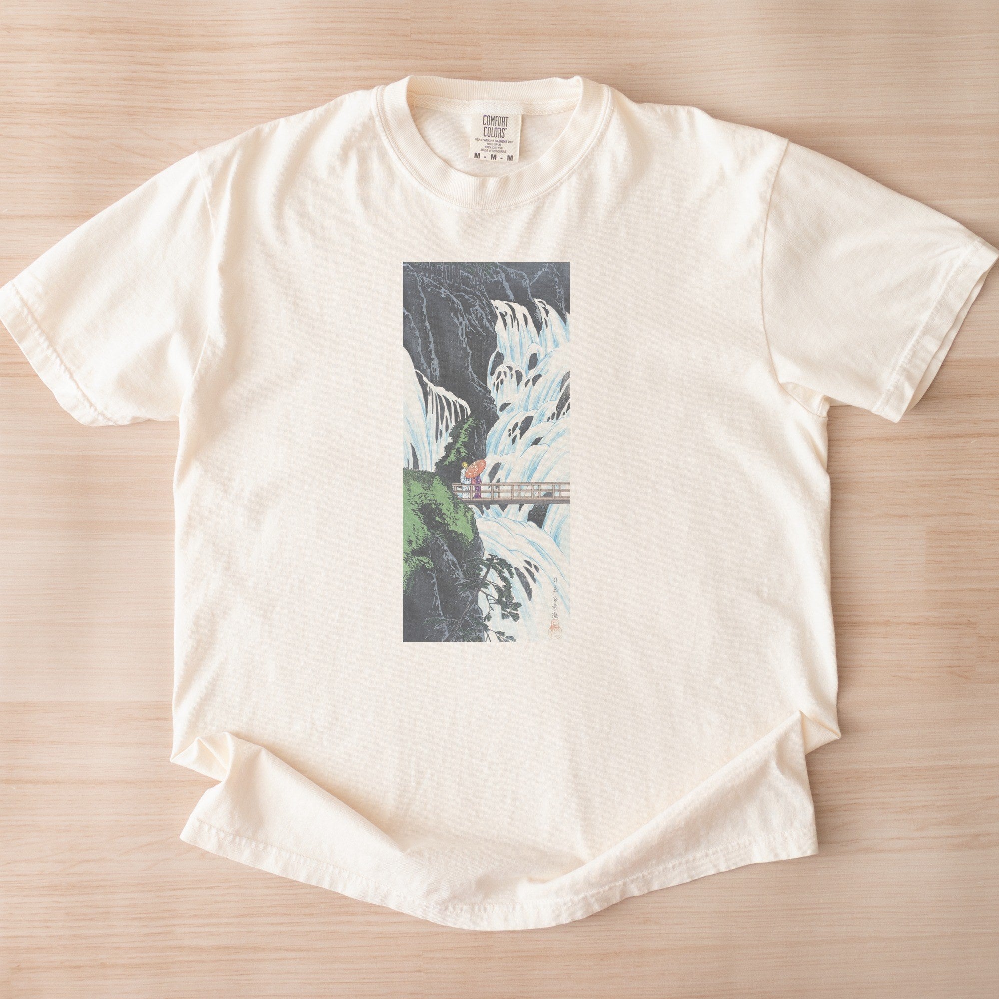 Takahashi Hiroaki (Shōtei) — Shiragumo Waterfall of Nikkō (1910) Japanese Woodblock Print Tee
