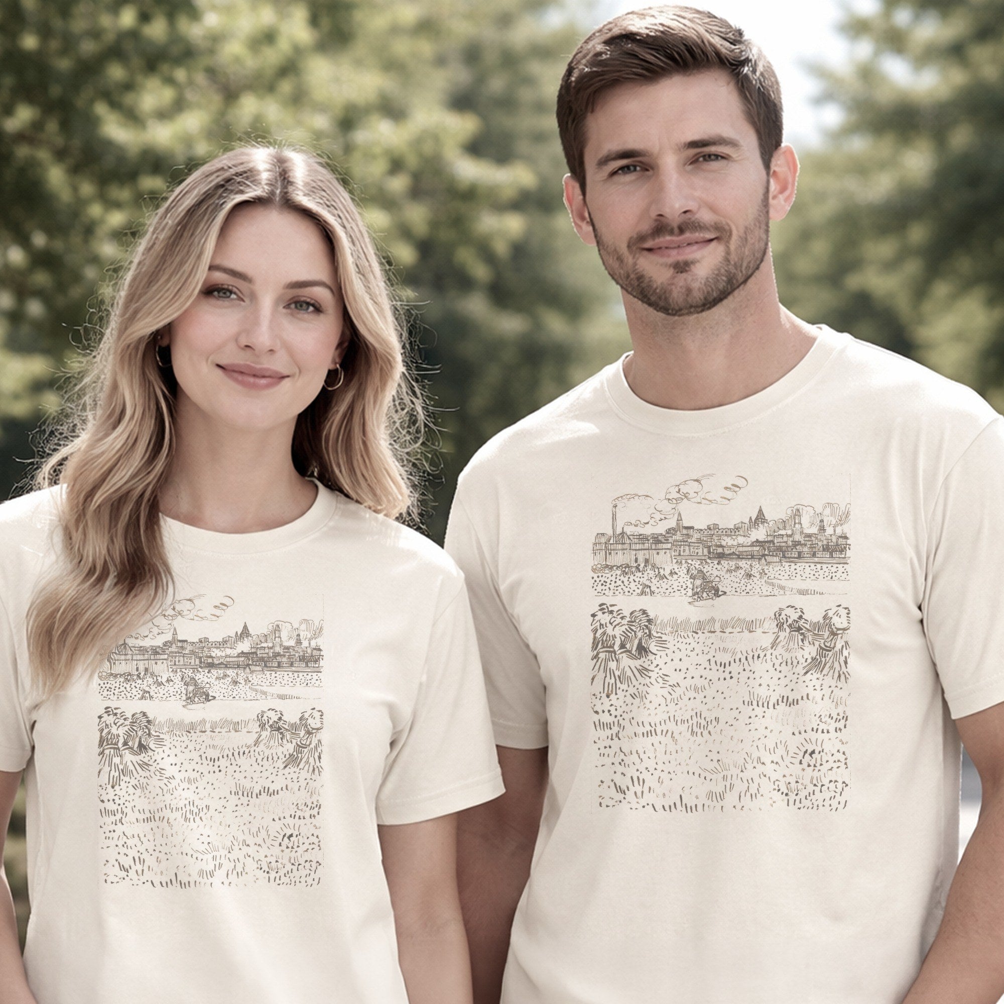 Vincent van Gogh — The Harvest (1888) Vintage Reed Pen Drawing Art Tee