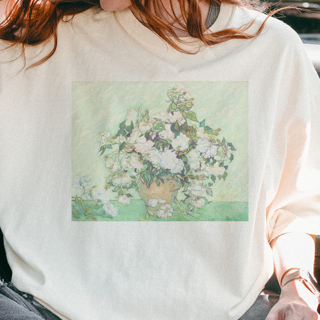 Vincent van Gogh — Roses (1890) Post-Impressionist Floral Still Life Tee