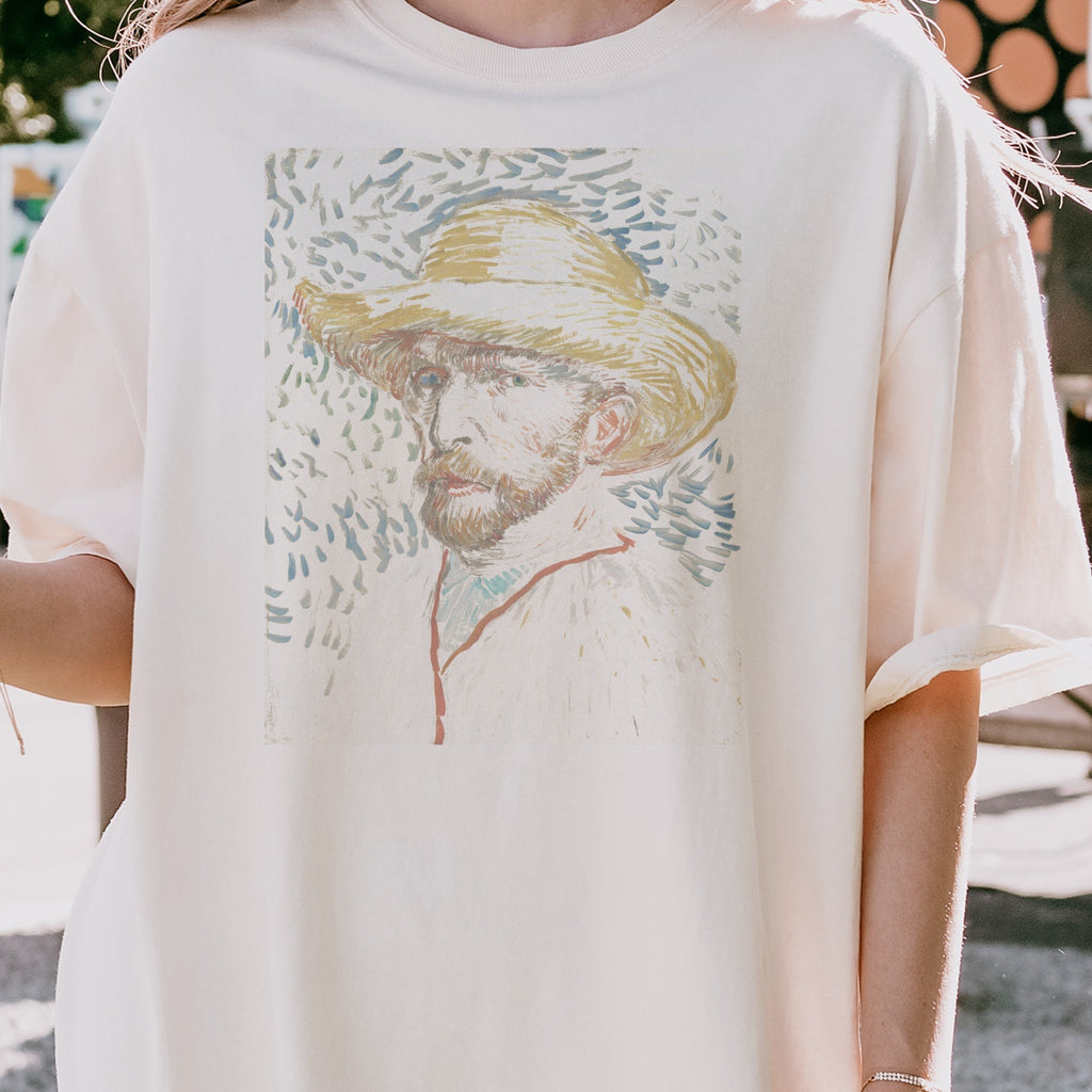 Vincent van Gogh — Self-Portrait with a Straw Hat (1887) Post-Impressionist Portrait Tee