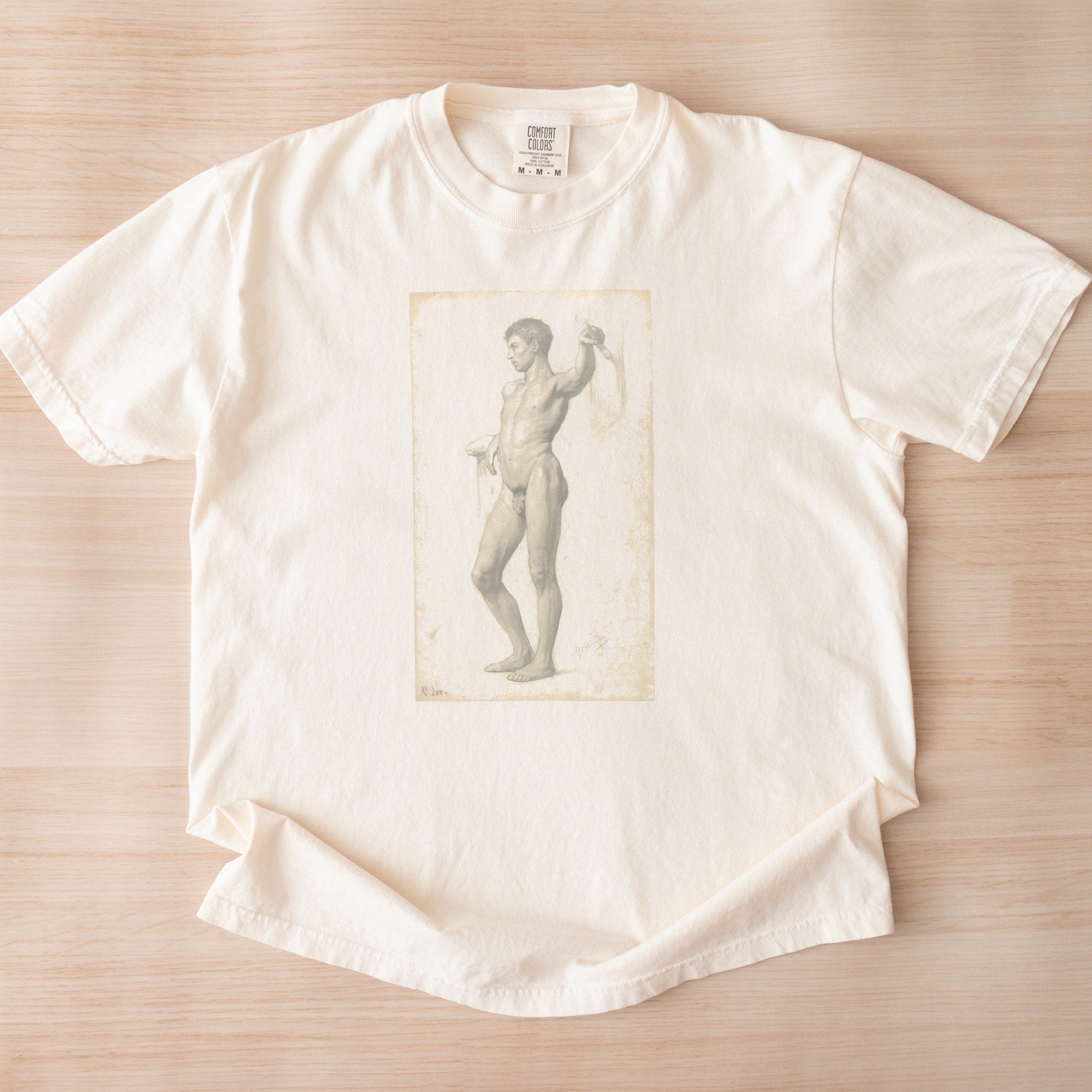 Male Academy Nude — Academic Figure Study Drawing Vintage Fine Art Tee