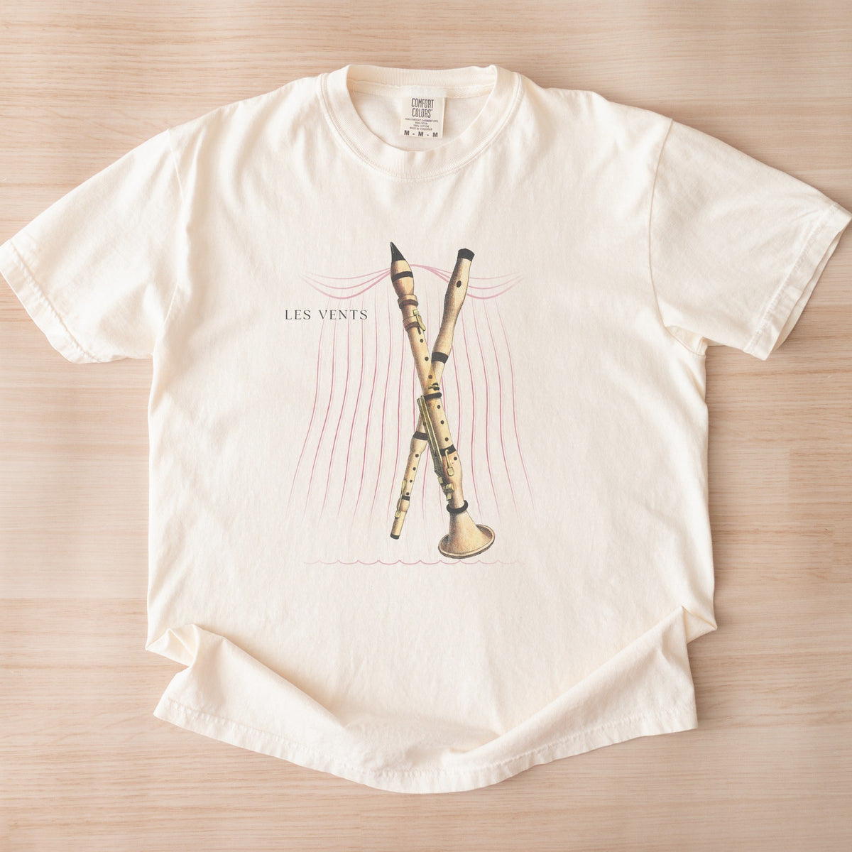 Les Vents Reimagined — Woodwind Instruments from an 1850 Danish "Musik" Plate Vintage Illustration Tee