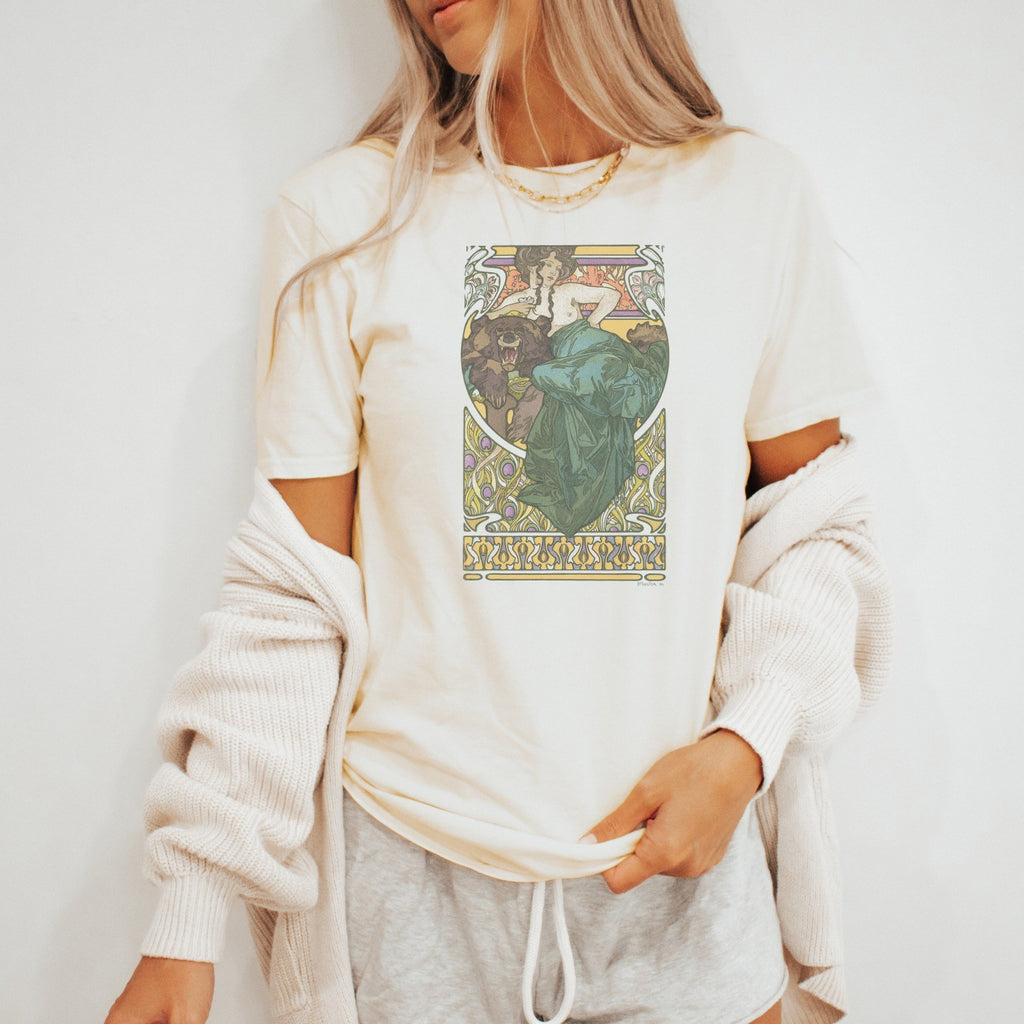 Alphonse Mucha — Untitled (1902) Vintage Art Nouveau Woman & Bear Tee