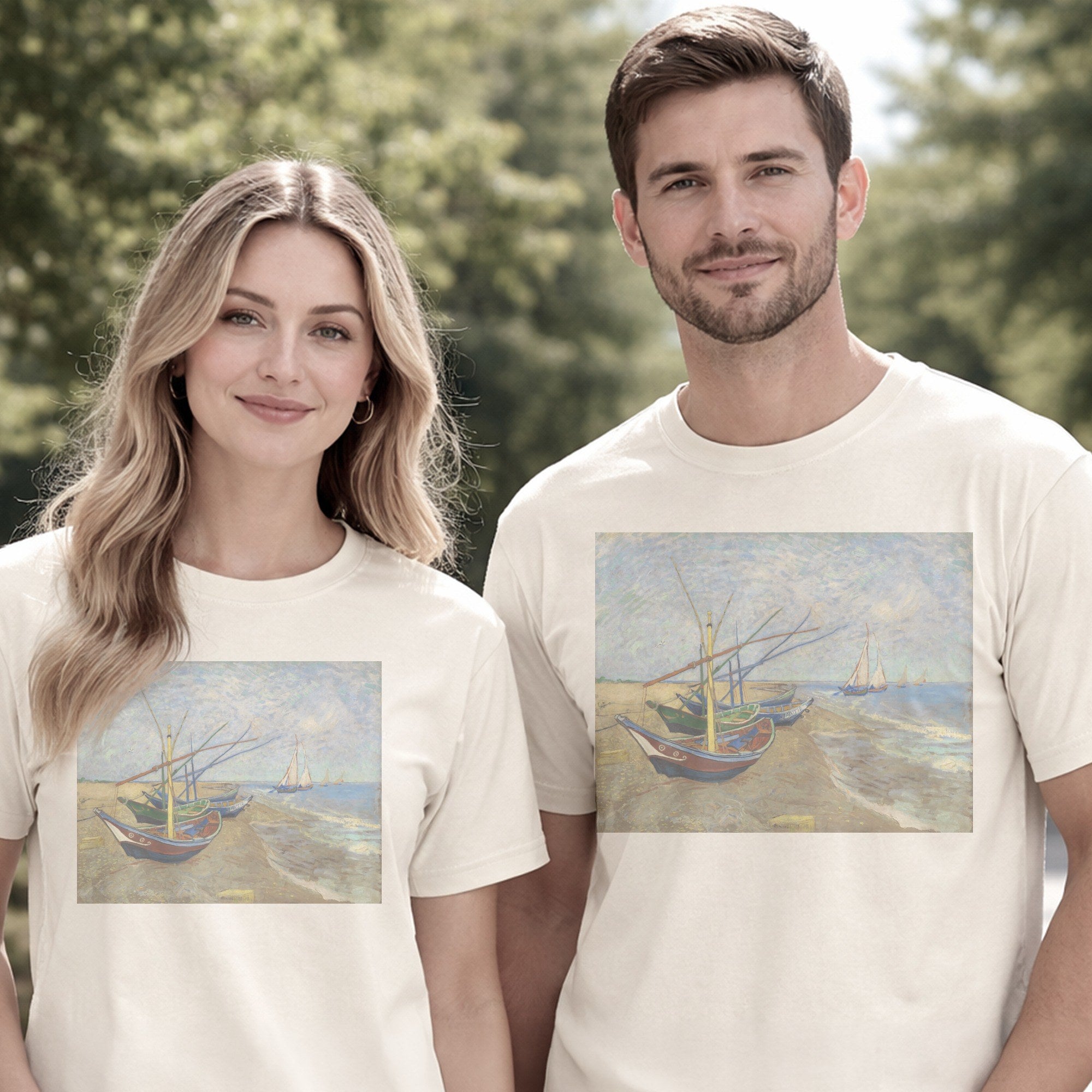Vincent van Gogh — Fishing Boats on the Beach at Saintes-Maries (1888) Post-Impressionist Art Tee