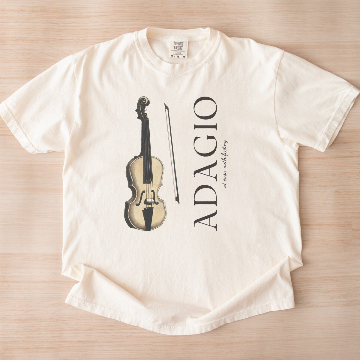 Reimagined 'Musik' Violin Plate (1850) — 'Adagio' Vintage Music Art Tee