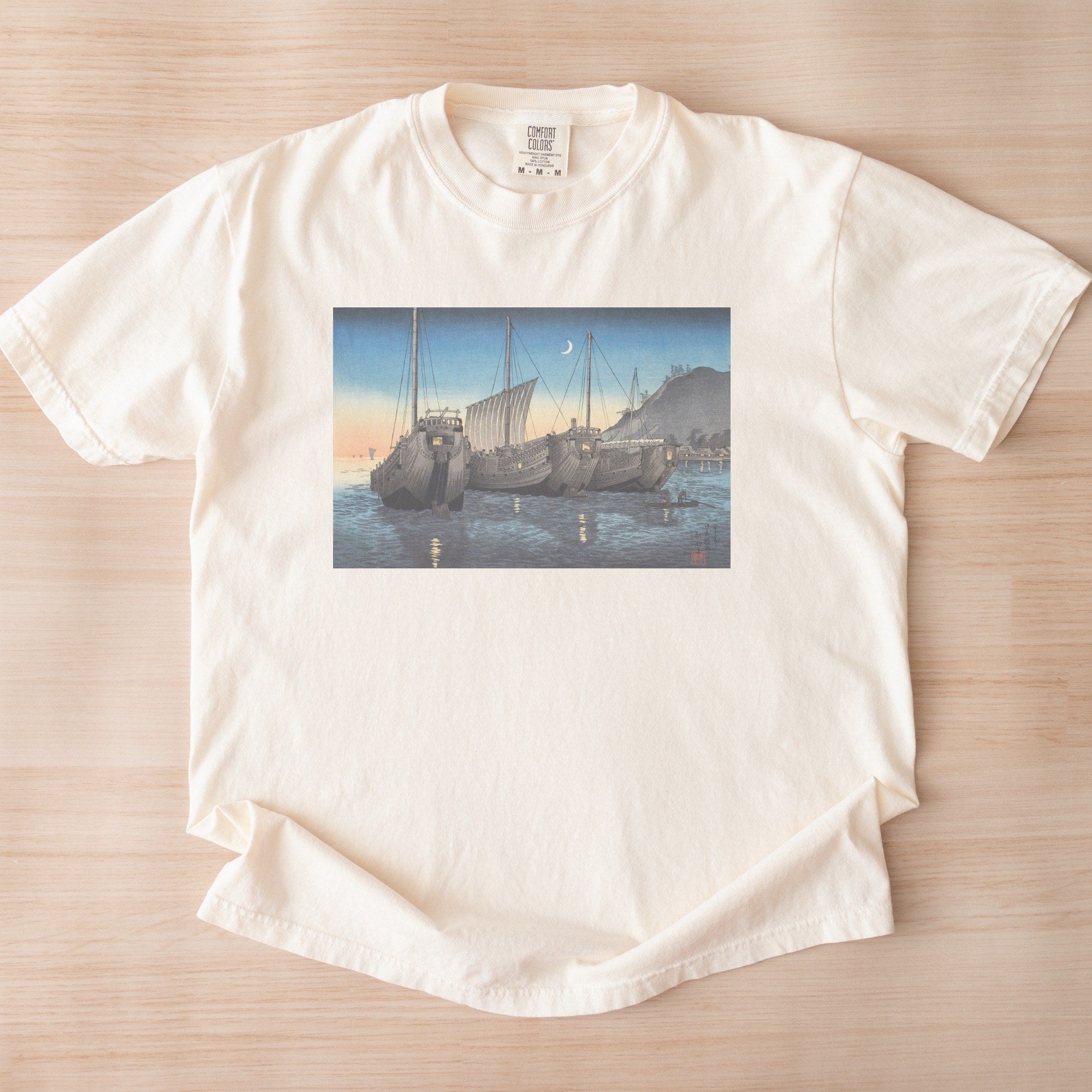 Takahashi Hiroaki (Shōtei) — Junks in Inatori Bay, Izu (1926) Japanese Woodblock Print Tee