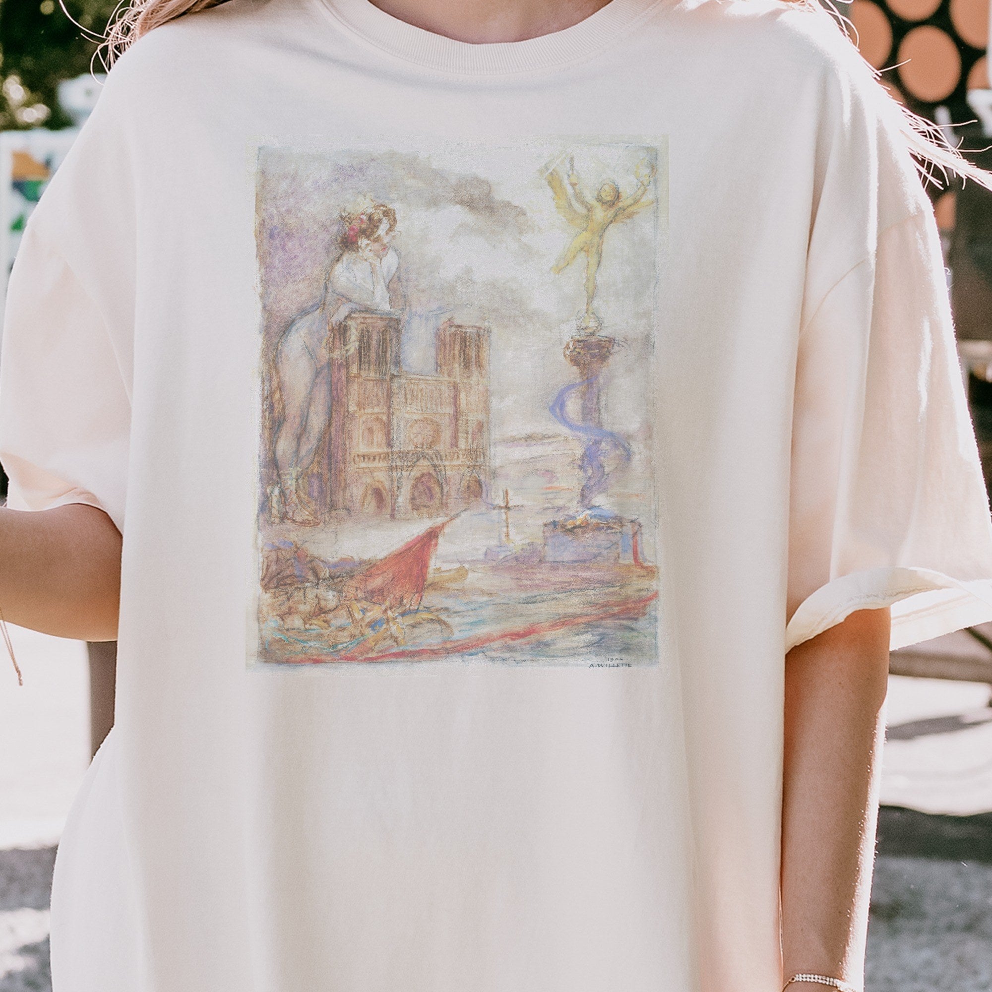 Adolphe Willette — Notre-Dame de Paris (1904) Vintage Symbolist Watercolor Tee