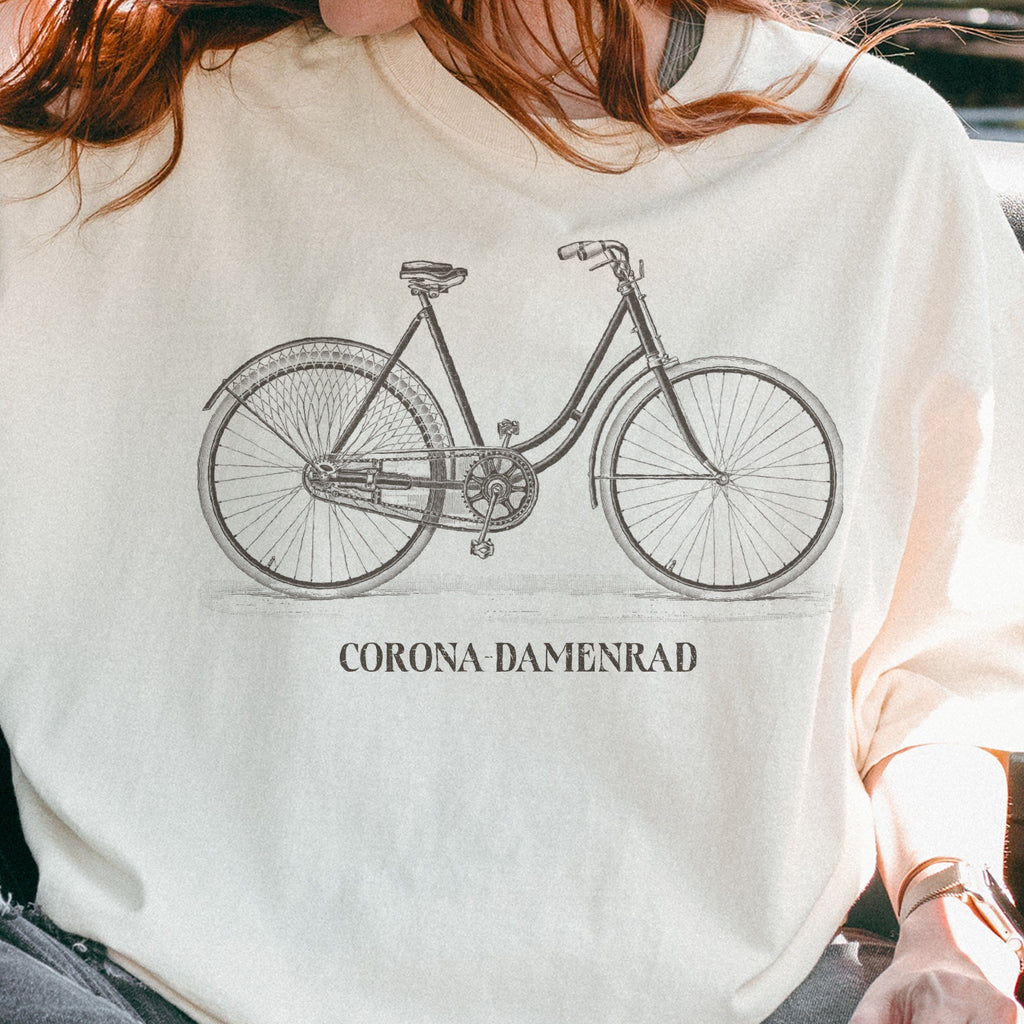 Corona-Damenrad — Antique Bicycle Engraving, Fahrräder I. (Meyers / Bibliographisches Institut, Leipzig)