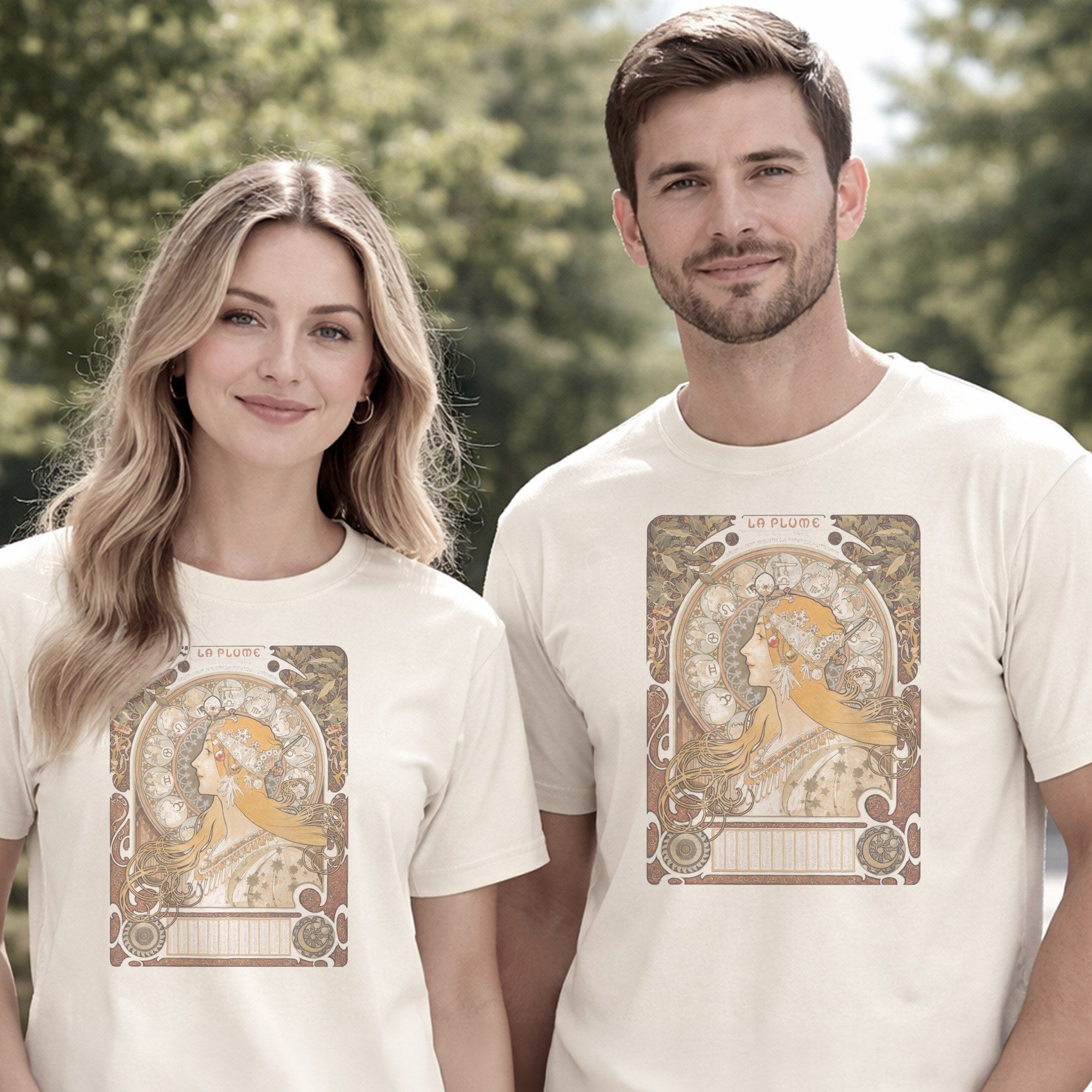 Alphonse Mucha — Zodiac / La Plume (1896) Vintage Art Nouveau Tee