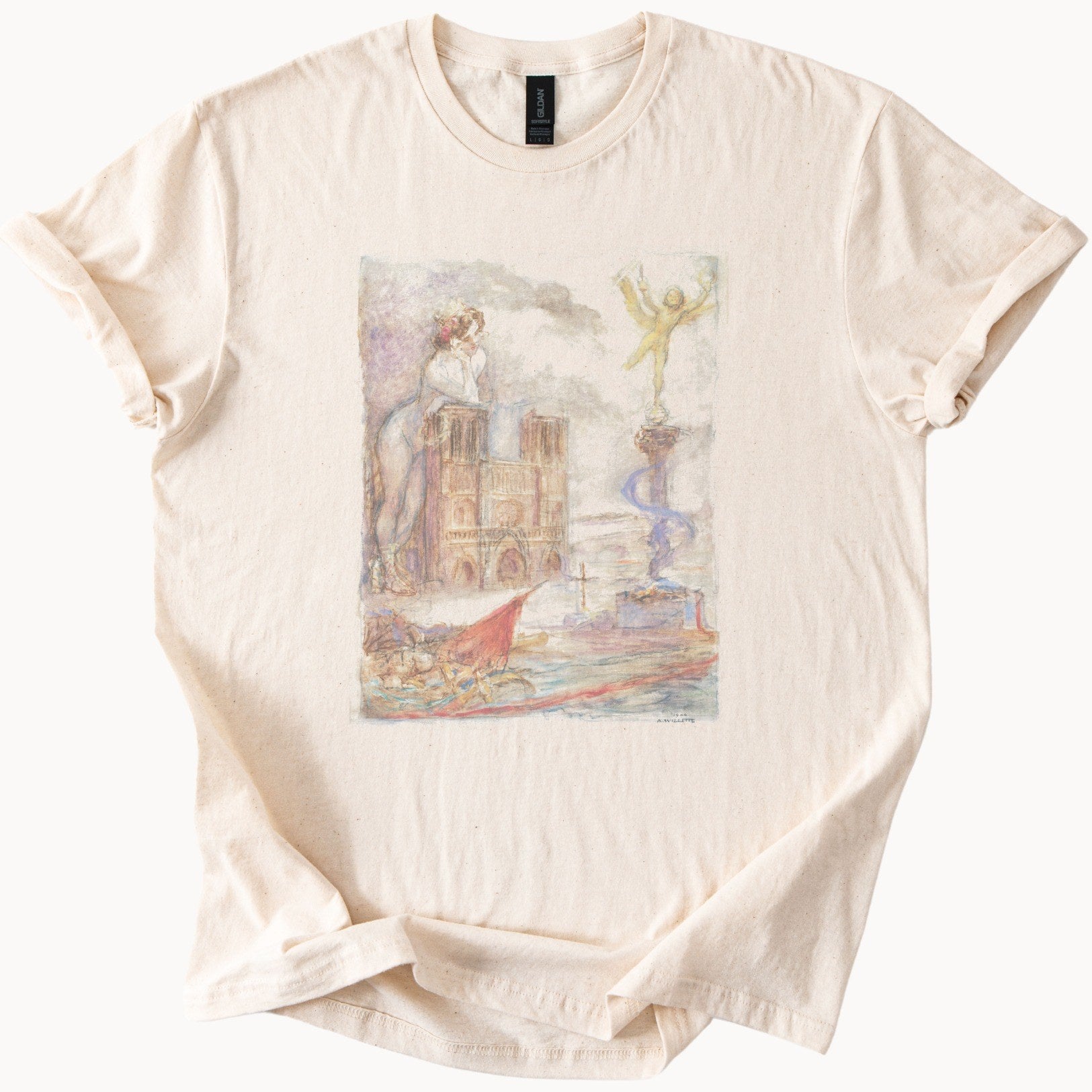Adolphe Willette — Notre-Dame de Paris (1904) Vintage French Watercolor Tee