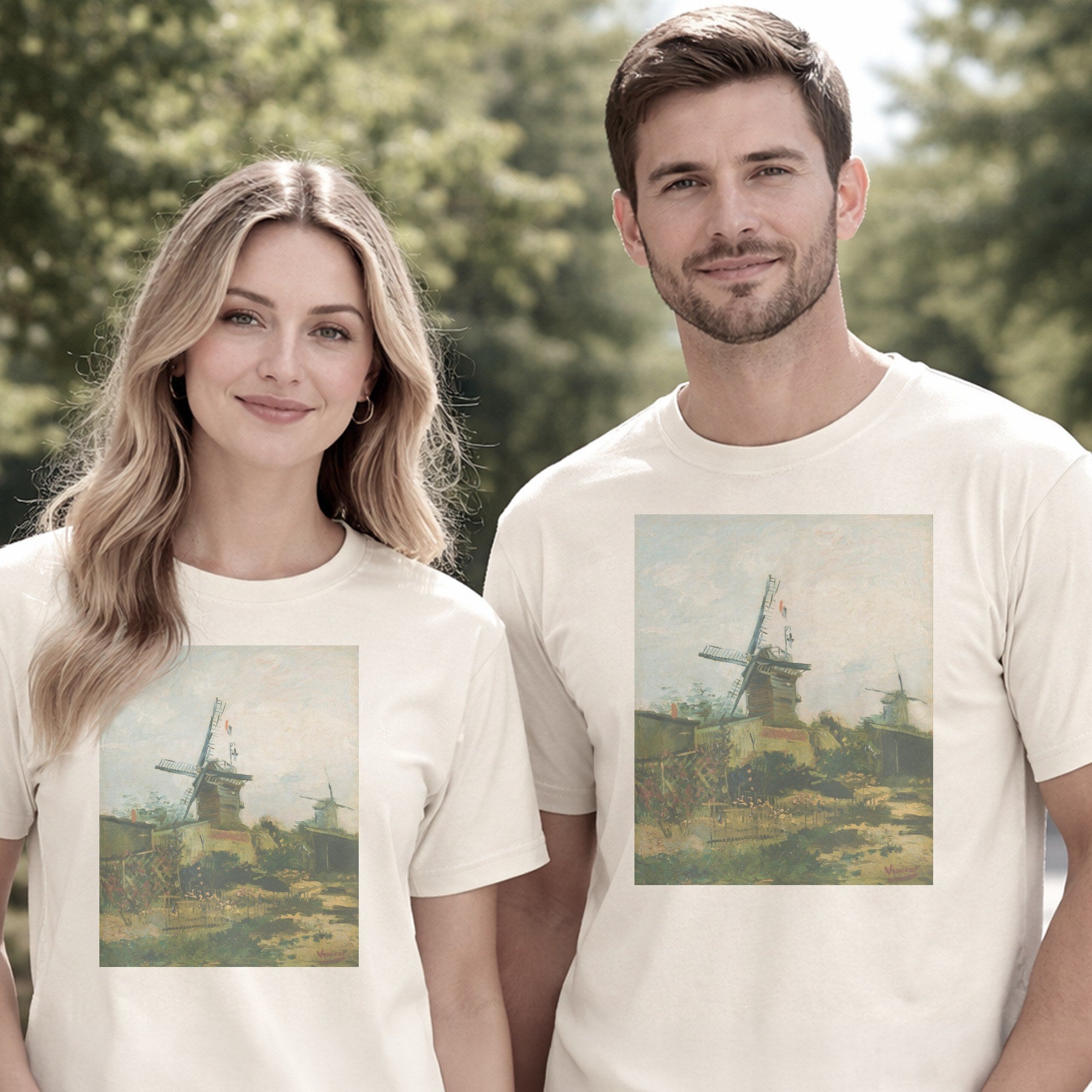 Vincent van Gogh — Windmills on Montmartre (1886) Vintage Post-Impressionist Art Tee