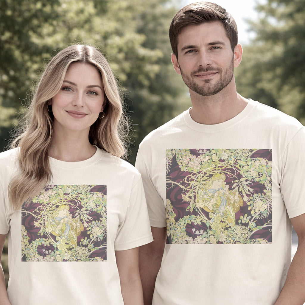 Alphonse Mucha — Femme à marguerite / Woman with Daisy (ca. 1898–1900) Vintage Art Nouveau Tee