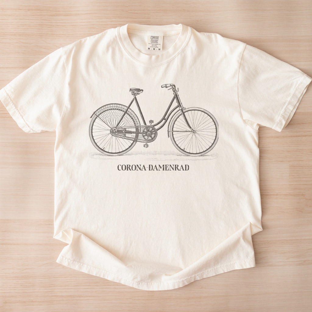 Corona-Damenrad — Antique Bicycle Engraving, Fahrräder I. (Meyers / Bibliographisches Institut, Leipzig)