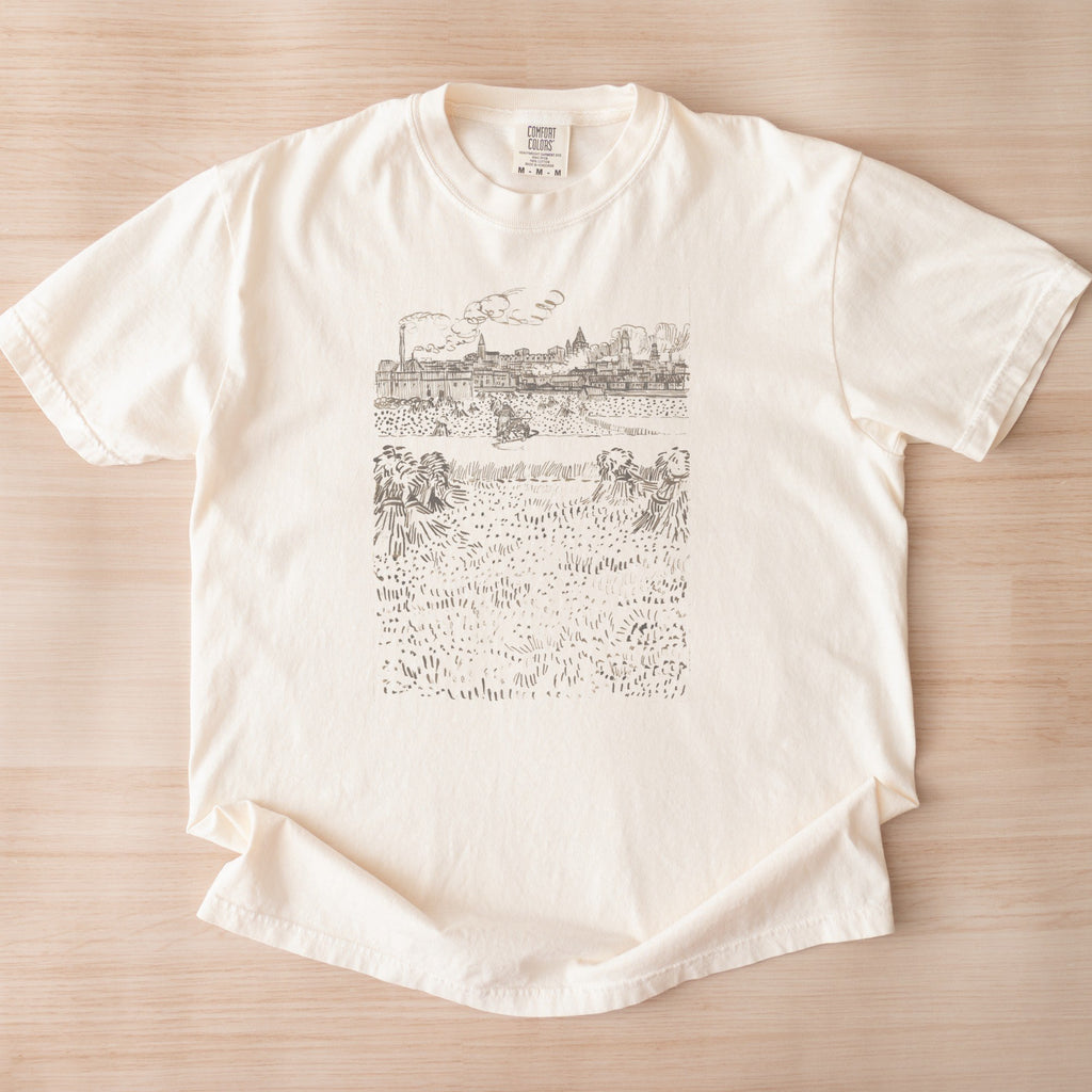 Vincent van Gogh — The Harvest (1888) Vintage Reed Pen Drawing Art Tee