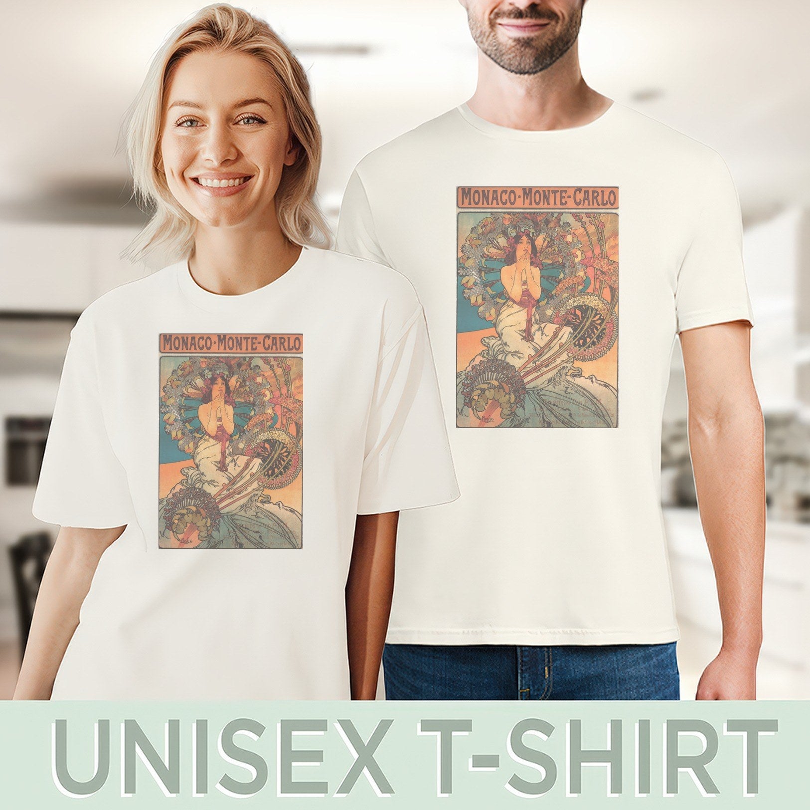 Alphonse Mucha — Monaco · Monte-Carlo (1897) Vintage Art Nouveau Travel Poster Tee
