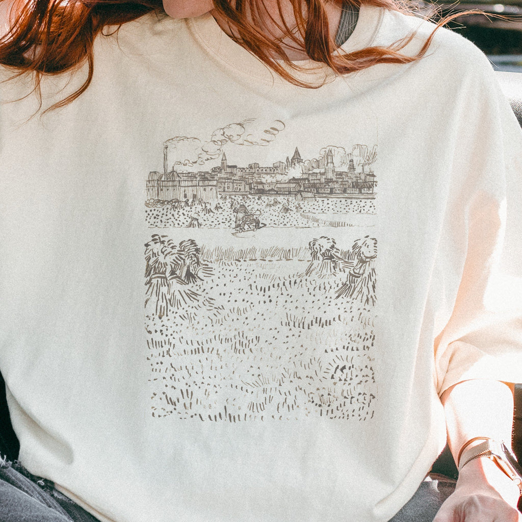 Vincent van Gogh — The Harvest (1888) Vintage Reed Pen Drawing Art Tee