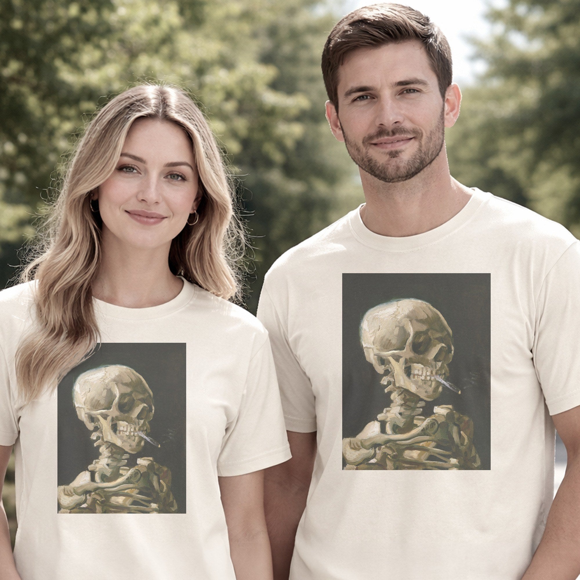 Vincent van Gogh — Head of a Skeleton with a Burning Cigarette (1886) Vintage Fine Art Tee