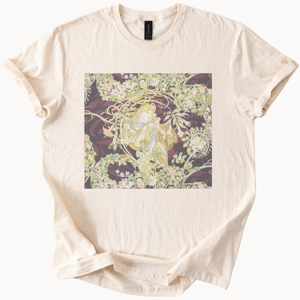 Alphonse Mucha — Femme à marguerite (Woman with Daisy, ca. 1898–1900) Art Nouveau Tee