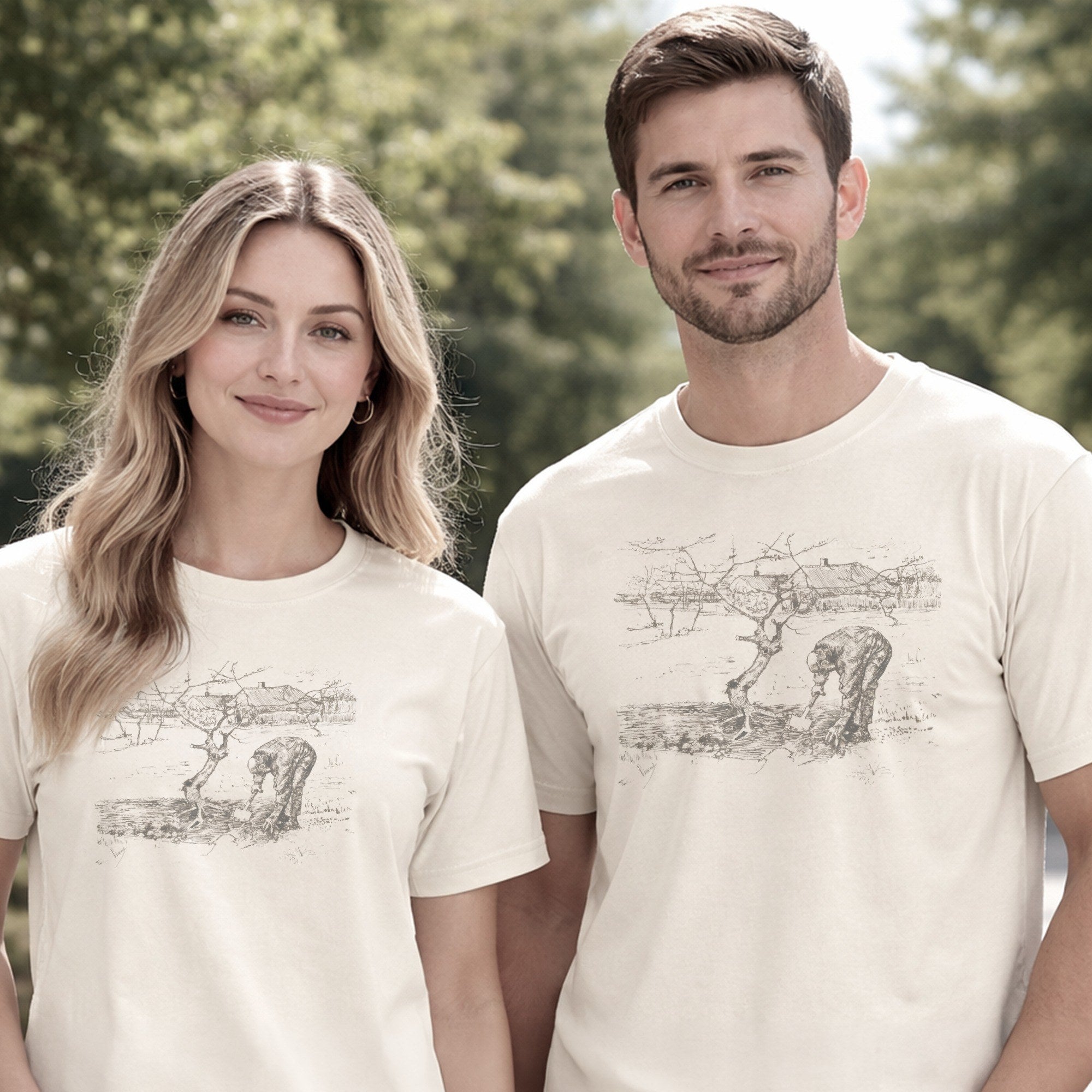 Vincent van Gogh — Gardener by an Apple Tree Vintage Pen-and-Ink Drawing Tee