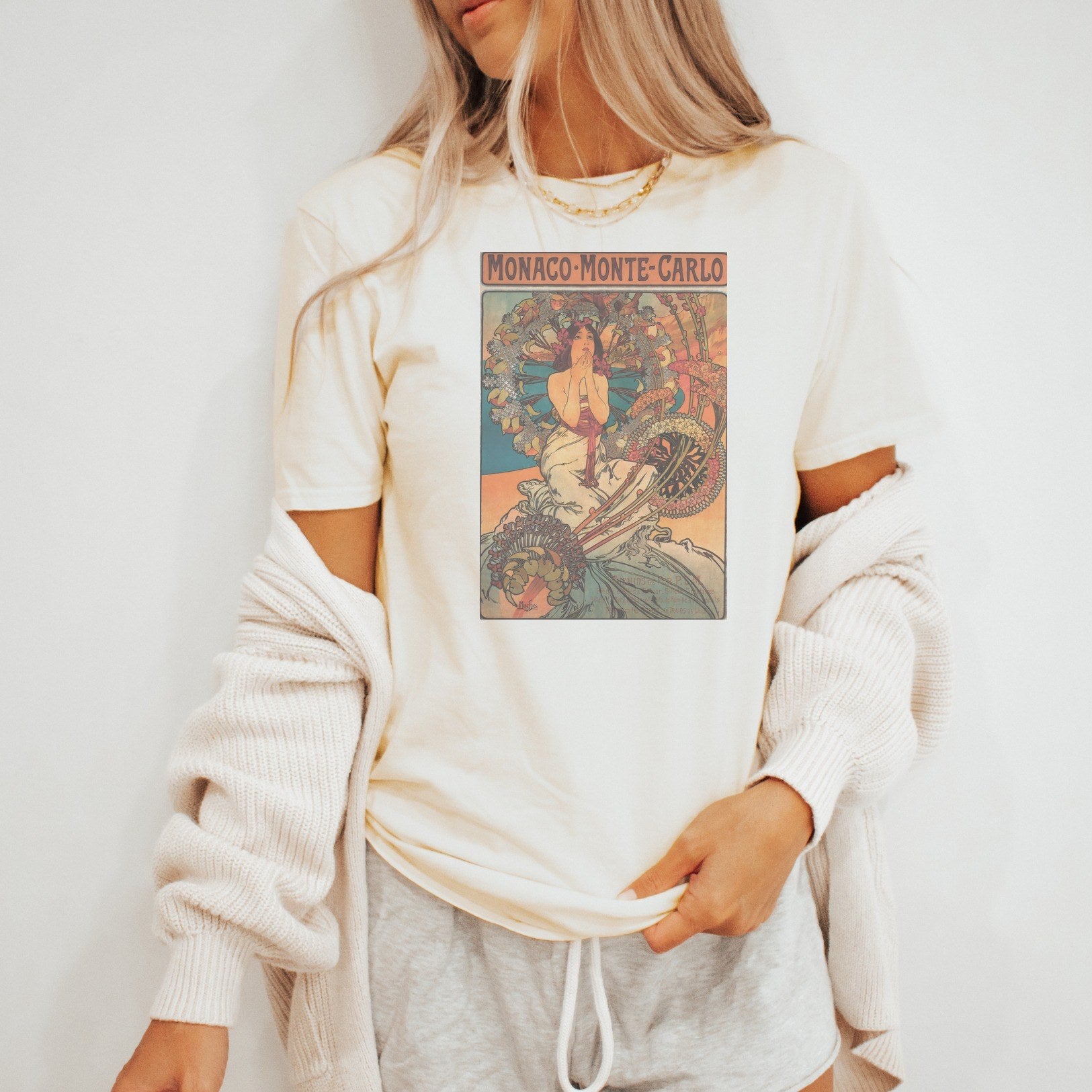 Alphonse Mucha — Monaco · Monte-Carlo (1897) Vintage Art Nouveau Travel Poster Tee