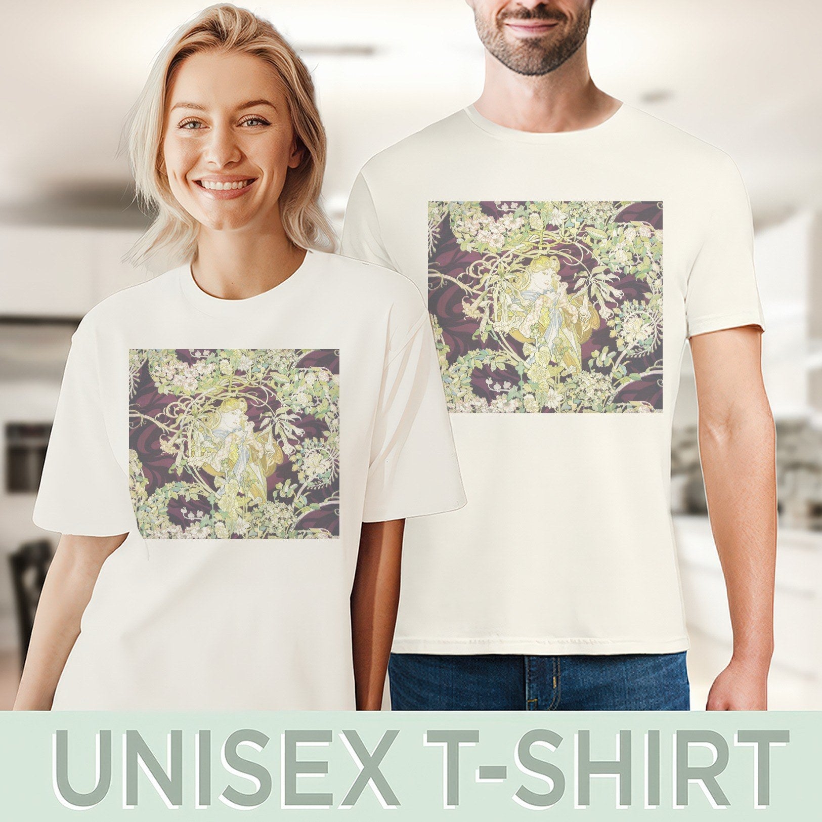 Alphonse Mucha — Femme à marguerite (Woman with Daisy, ca. 1898–1900) Art Nouveau Tee