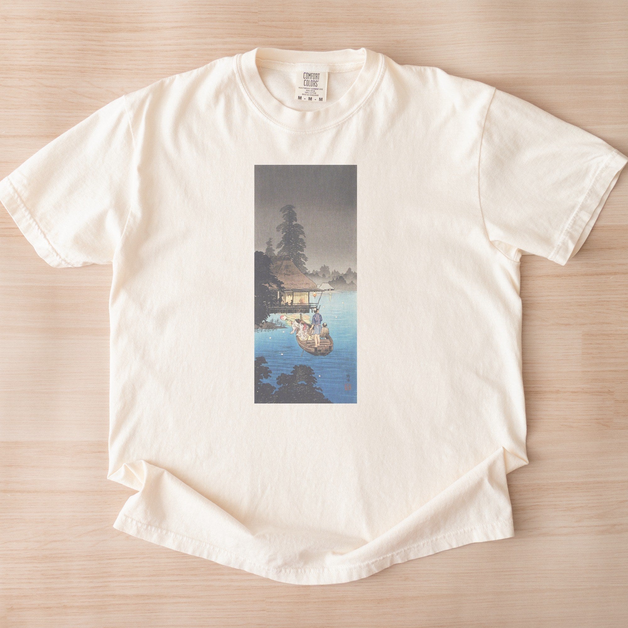 Takahashi Hiroaki (Shōtei) — Enjoying Evening Cool (ca.1926–1927) Japanese Woodblock Tee