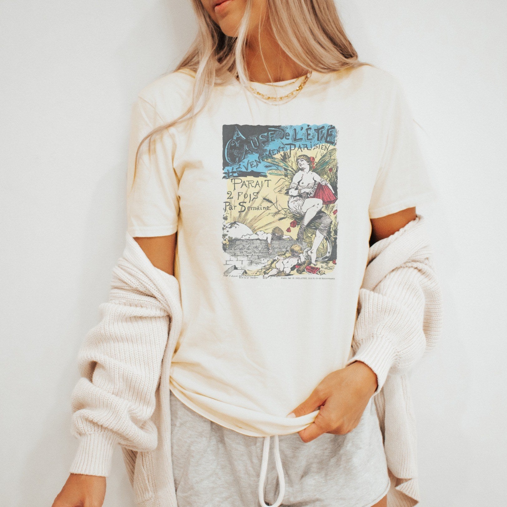 Adolphe Willette — A cause de l'été, l'Évènement parisien (1881) Vintage French Poster Tee