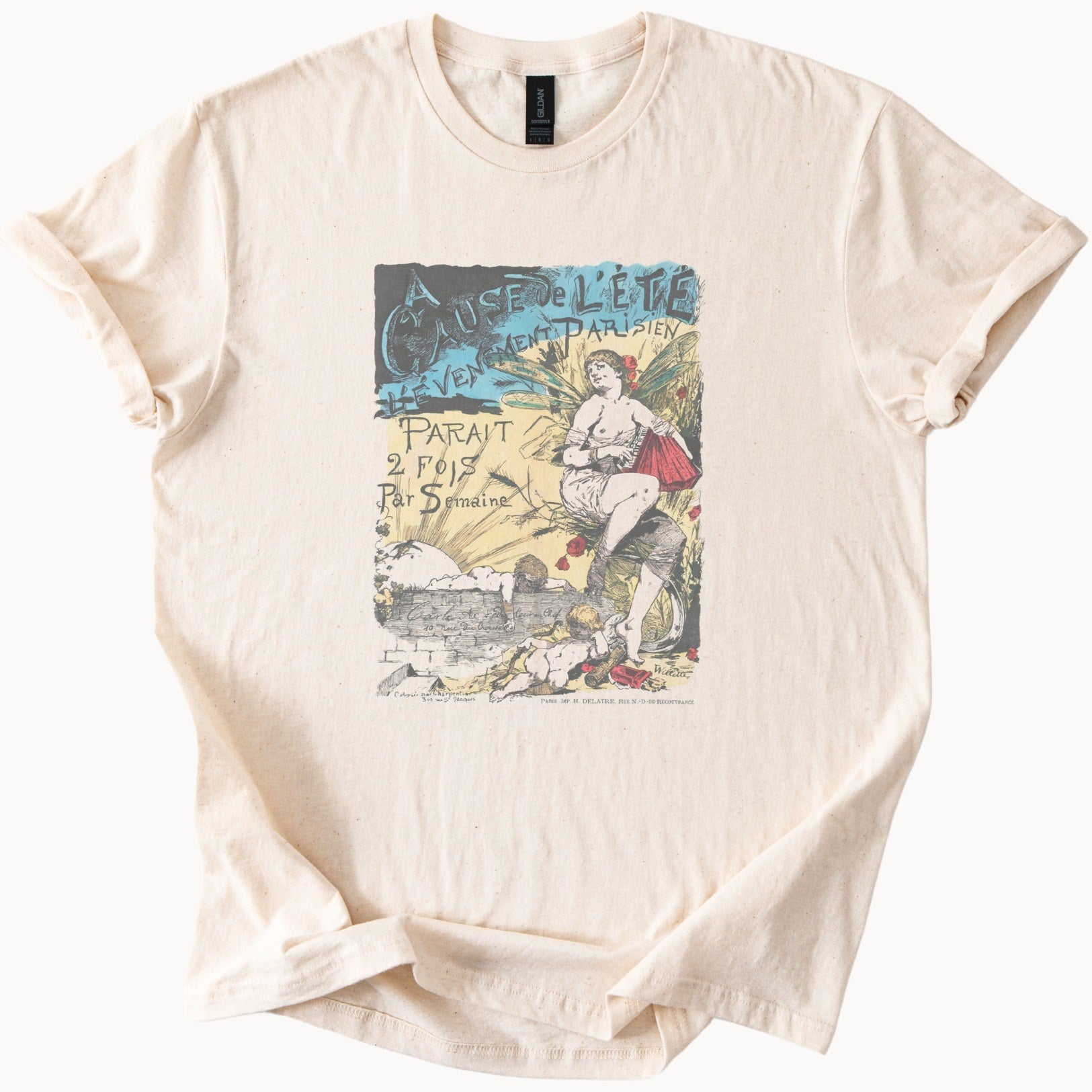 Adolphe Willette — A cause de l'été, l'Évènement parisien (1881) Vintage French Poster Tee