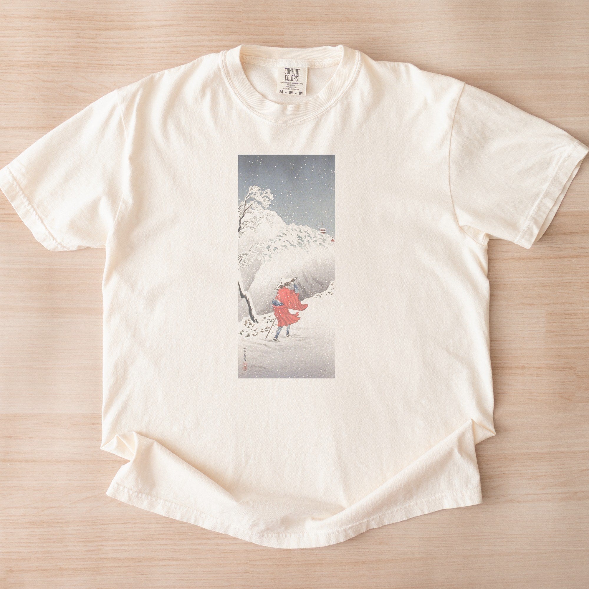 Takahashi Hiroaki (Shōtei) — Snowy Evening on a Mountain Path — Japanese Woodblock Print Tee