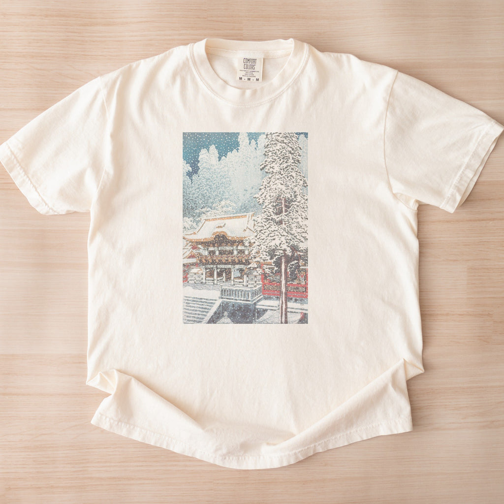 Takahashi Hiroaki (Shōtei) — The Yōmei Gate at Nikkō (ca. 1929–1932) Japanese Woodblock Snow Scene Tee