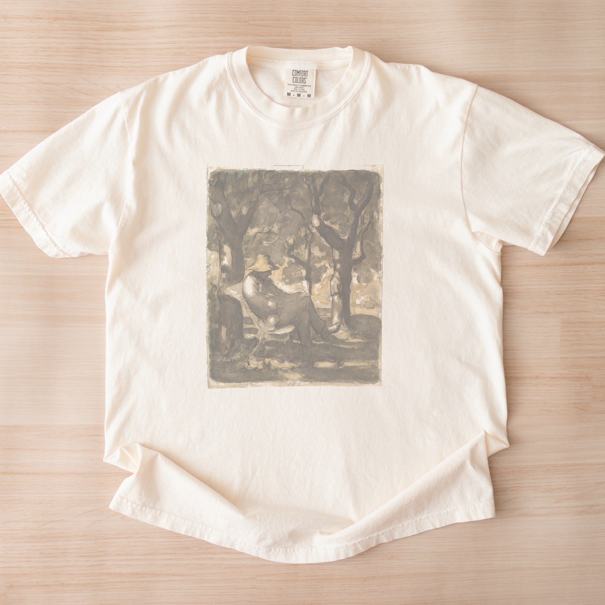 Honoré Daumier — A Man Reading in a Garden Vintage Watercolor Art Tee
