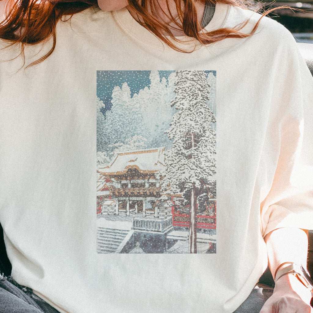 Takahashi Hiroaki (Shōtei) — The Yōmei Gate at Nikkō (ca. 1929–1932) Japanese Woodblock Snow Print Tee