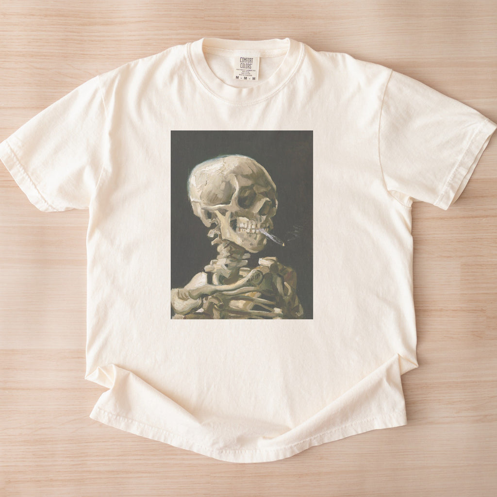 Vincent van Gogh — Head of a Skeleton with a Burning Cigarette (1886) Vintage Fine Art Tee