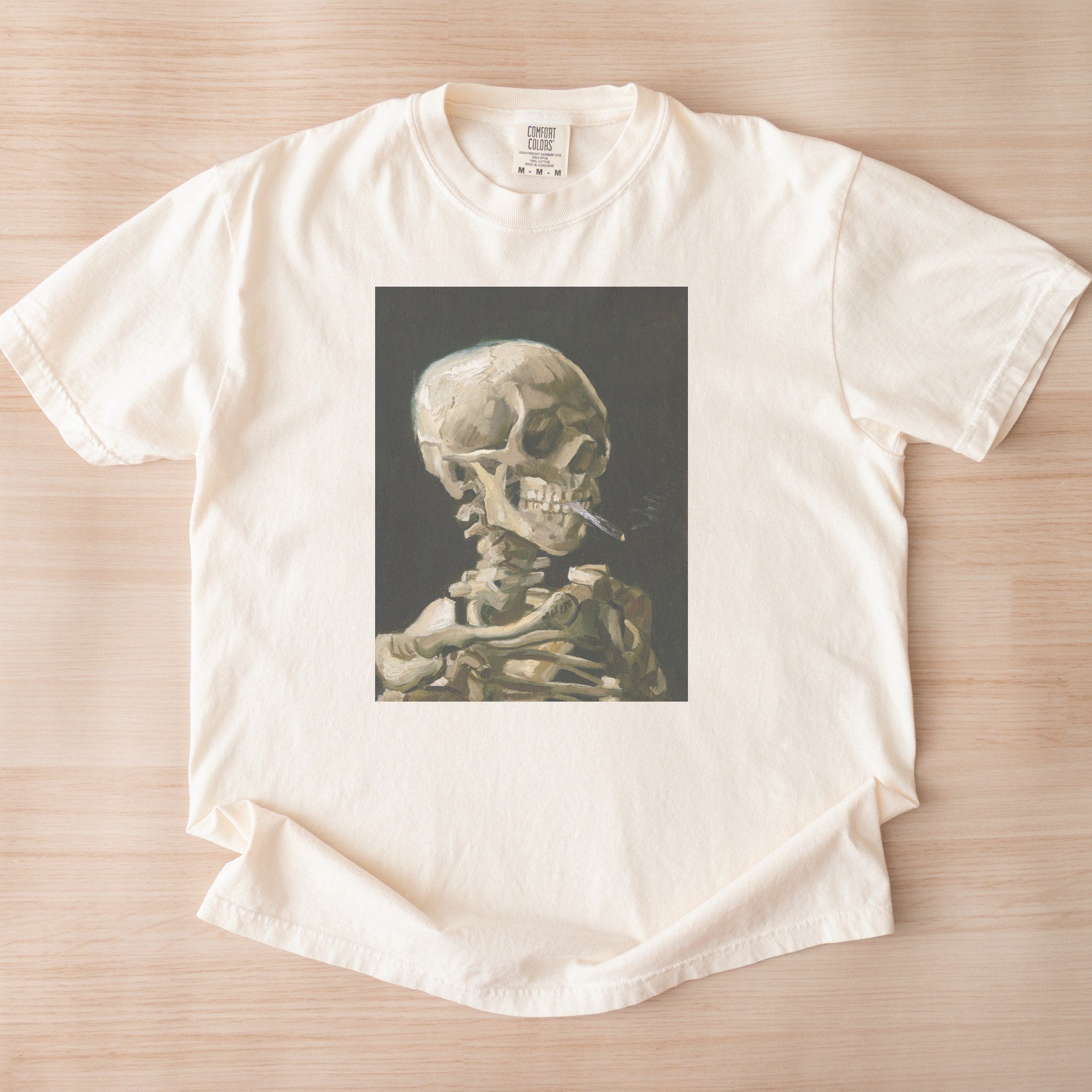 Vincent van Gogh — Head of a Skeleton with a Burning Cigarette (1886) Vintage Fine Art Tee