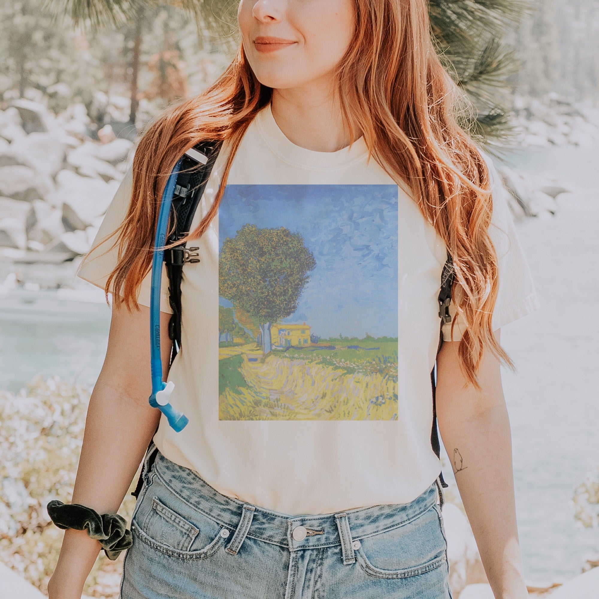Vincent van Gogh — Avenue at Arles with Houses (1888) Post-Impressionist Landscape Tee