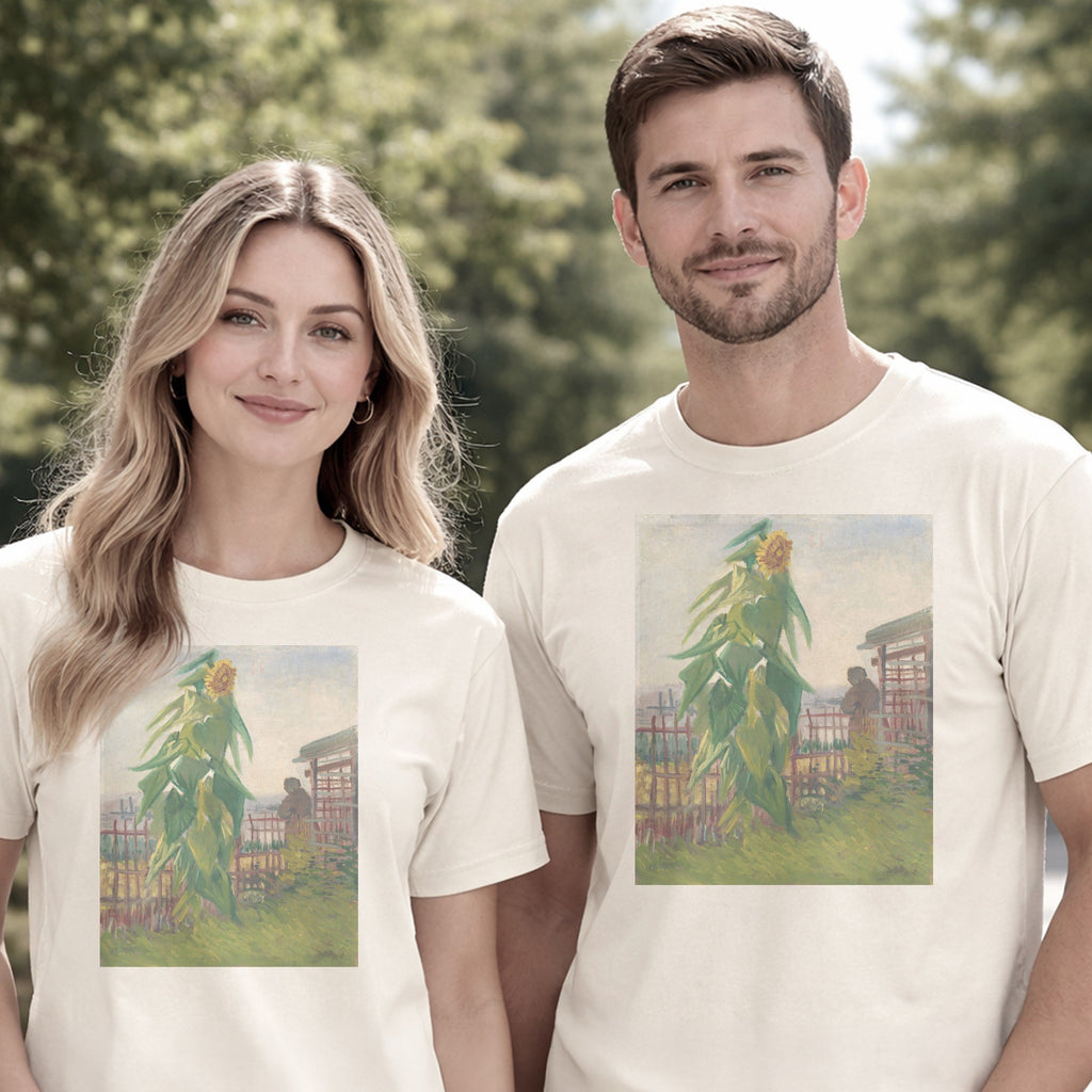 Vincent van Gogh — Allotment with Sunflower (1887) Post-Impressionist Garden Art Tee