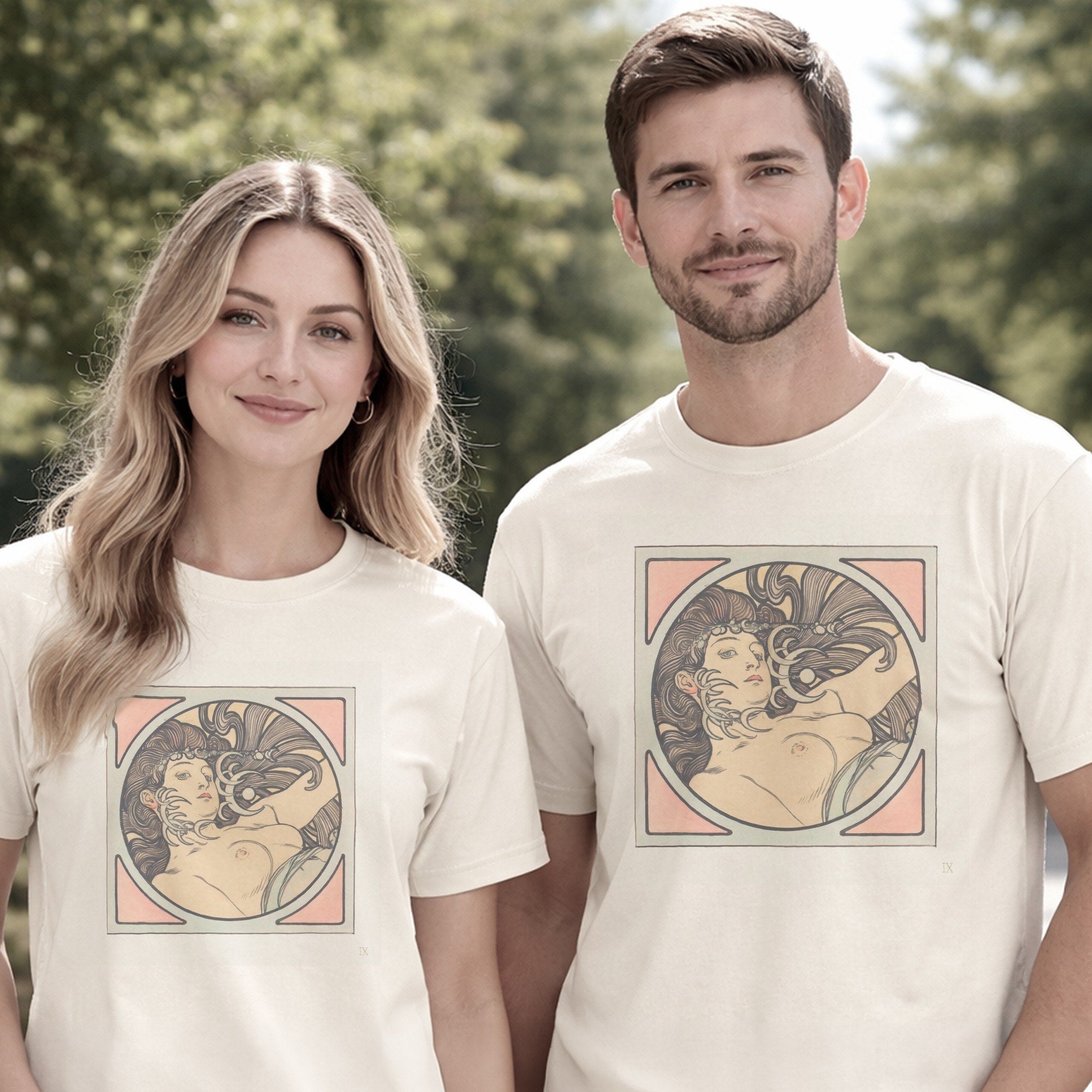 Alphonse Mucha — Design for the Fouquet Boutique (Stained Glass Study) Vintage Art Nouveau Tee