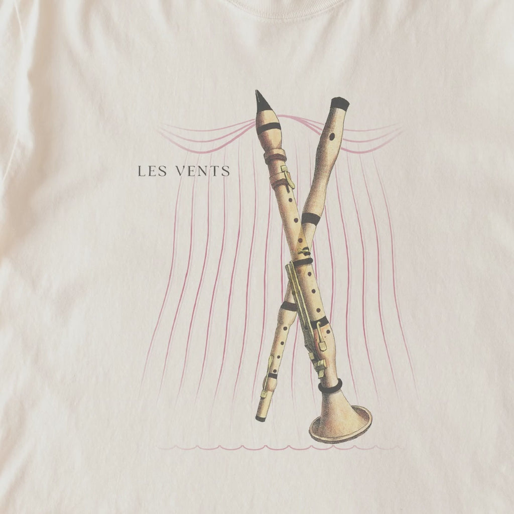 Les Vents Reimagined — Woodwind Instruments from an 1850 Danish "Musik" Plate Vintage Illustration Tee
