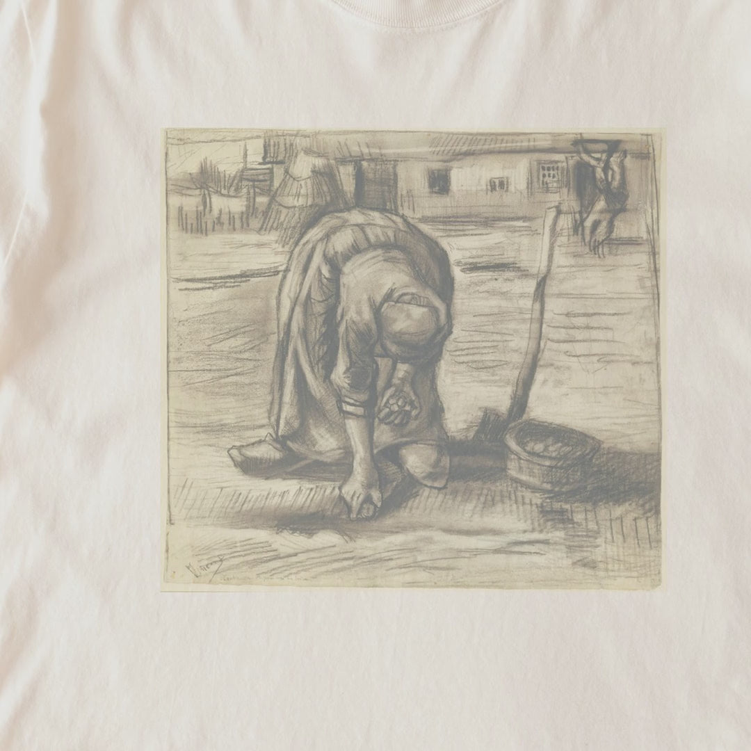 Vincent van Gogh — Peasant Woman Planting Potatoes (1885) Vintage Charcoal Drawing Tee