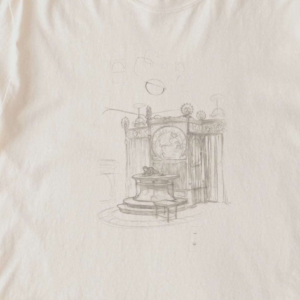 Alphonse Mucha — Interior/Office Sketch, Preparatory Drawing (Art Nouveau)