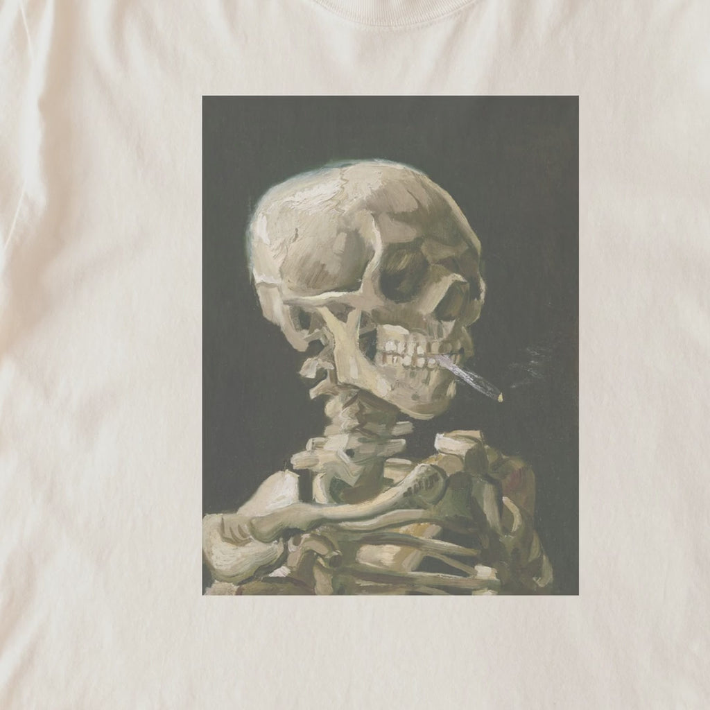 Vincent van Gogh — Head of a Skeleton with a Burning Cigarette (1886) Vintage Fine Art Tee