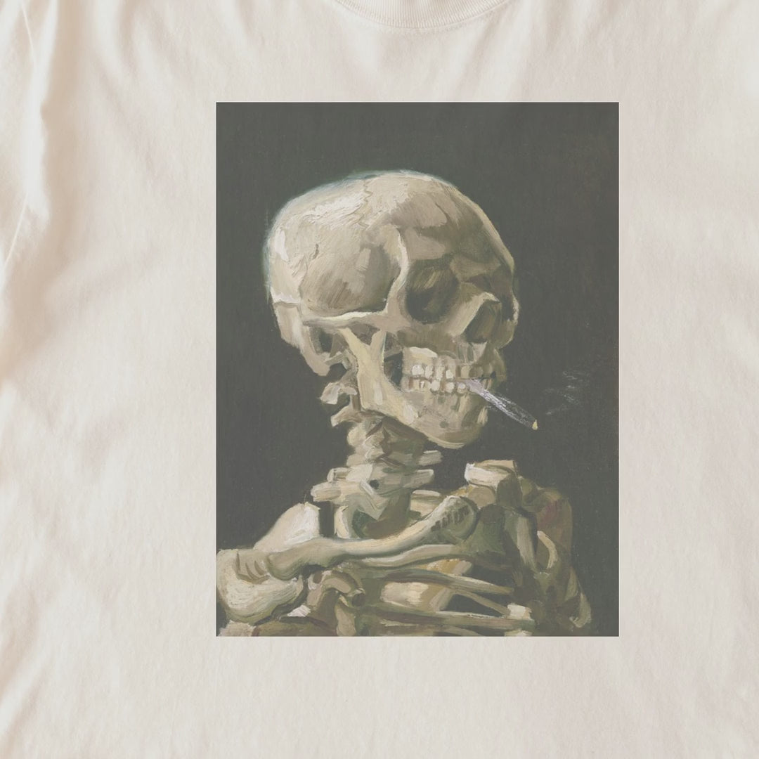 Vincent van Gogh — Head of a Skeleton with a Burning Cigarette (1886) Vintage Fine Art Tee