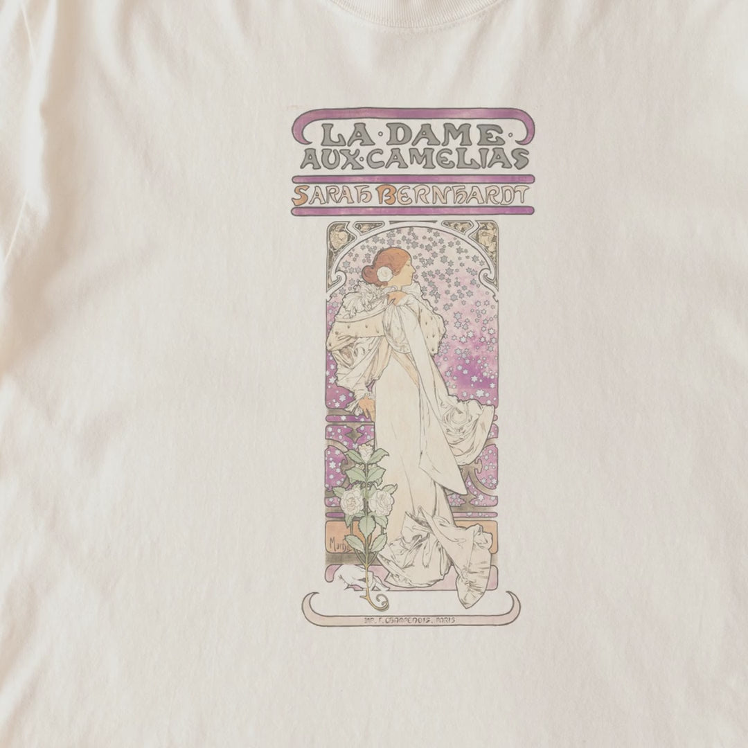 Alphonse Mucha — La Dame aux Camélias (1896) Vintage Art Nouveau Theatre Poster Tee
