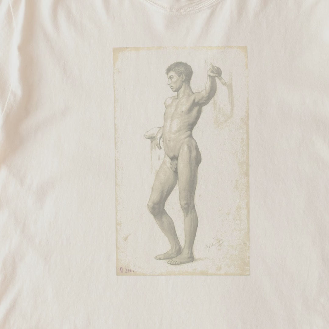 Male Academy Nude — Academic Figure Study Drawing Vintage Fine Art Tee
