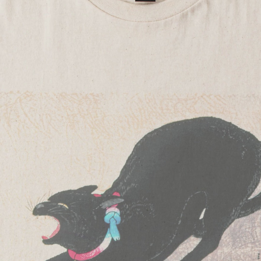Takahashi Hiroaki (Shōtei) — Black Cat Hissing, 20th-Century Japanese Woodblock Print Tee